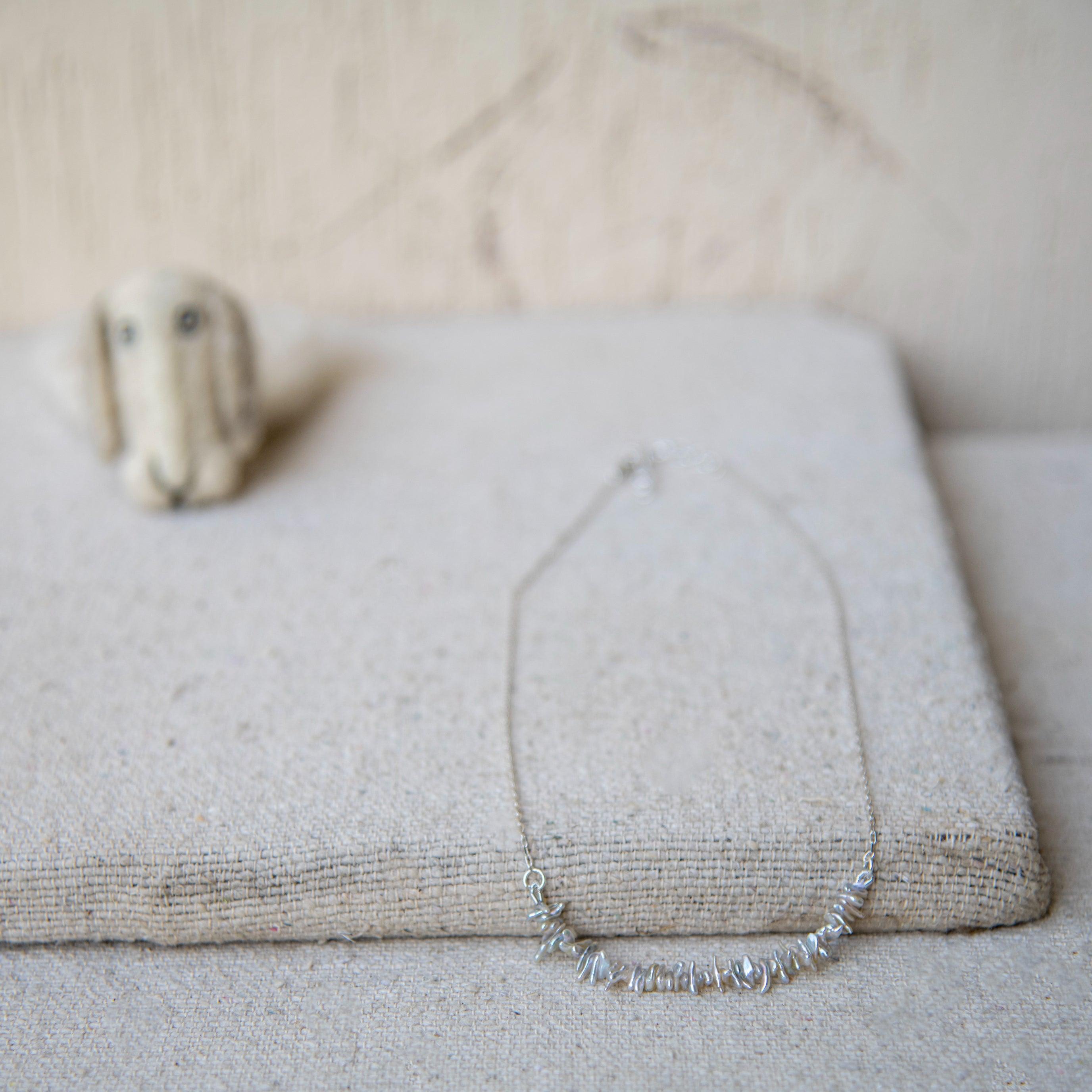 Biwa Pearl Silver Chain Necklace