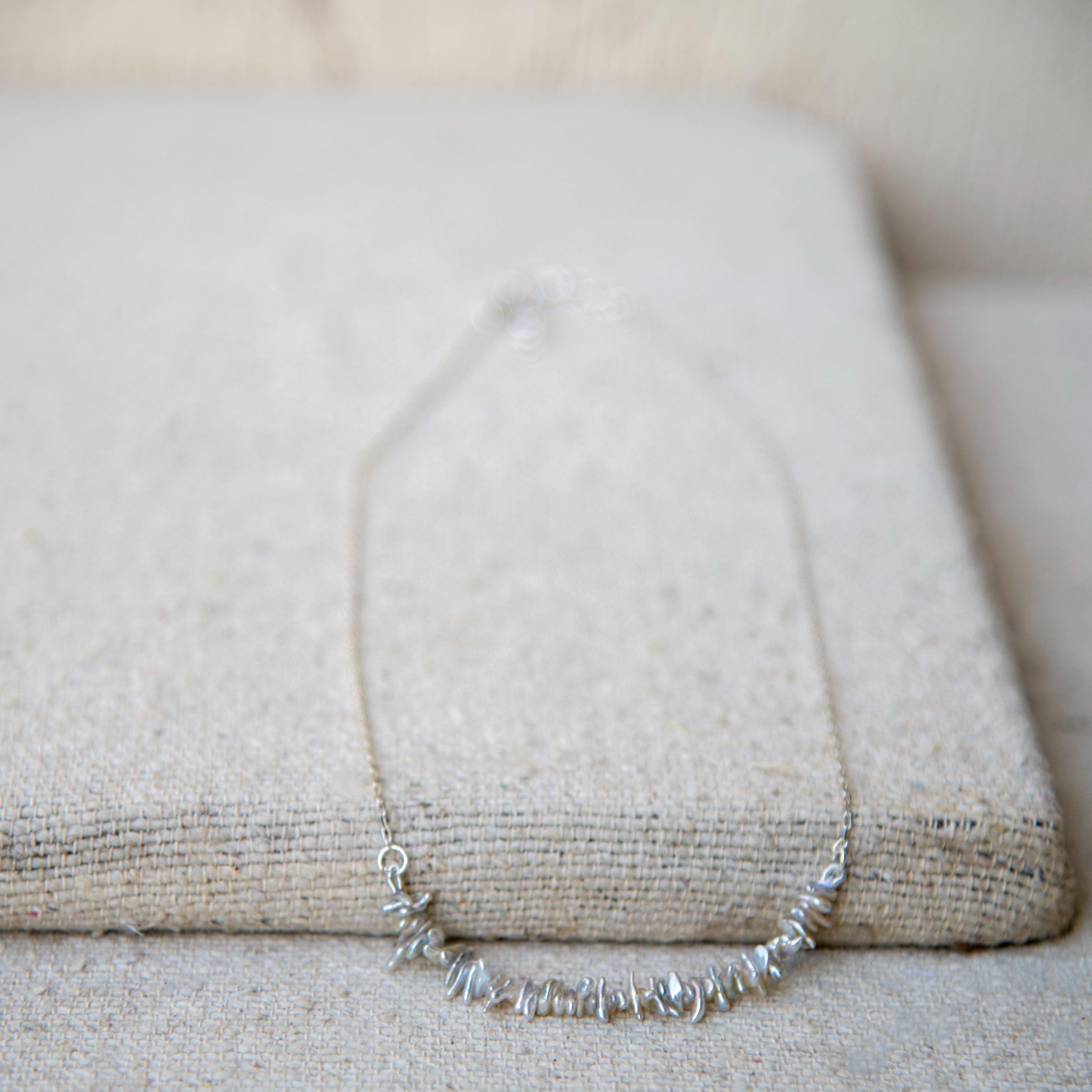 Biwa Pearl Silver Chain Necklace