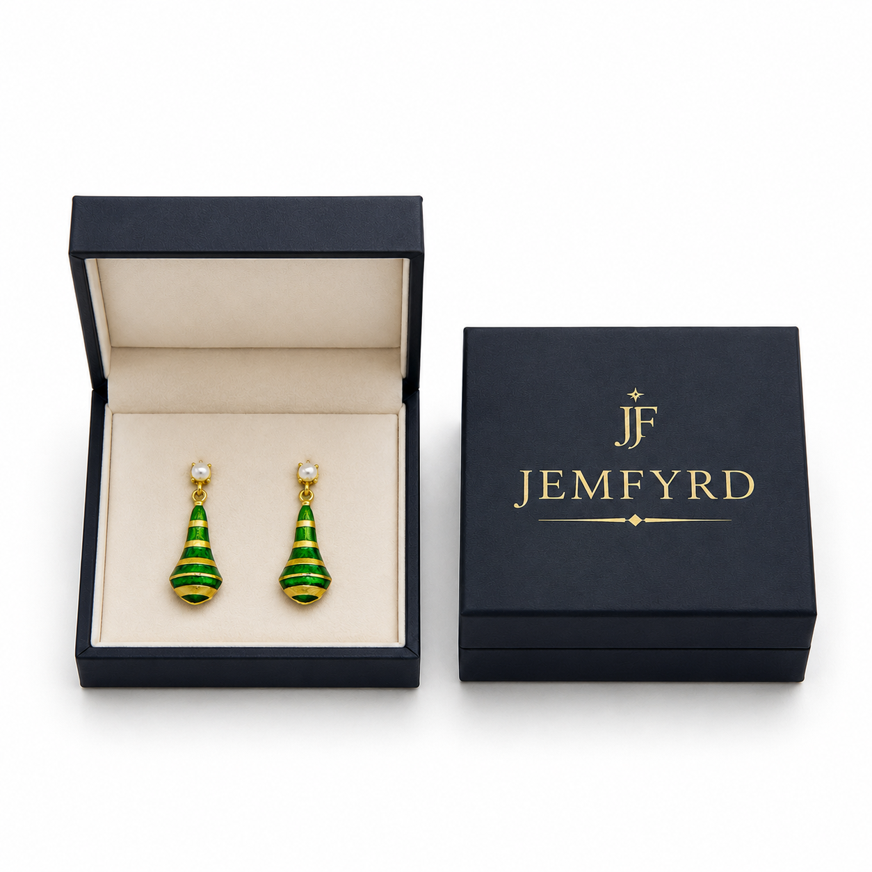 Pear Style Enameled Flash Gold Plated Stud Earring