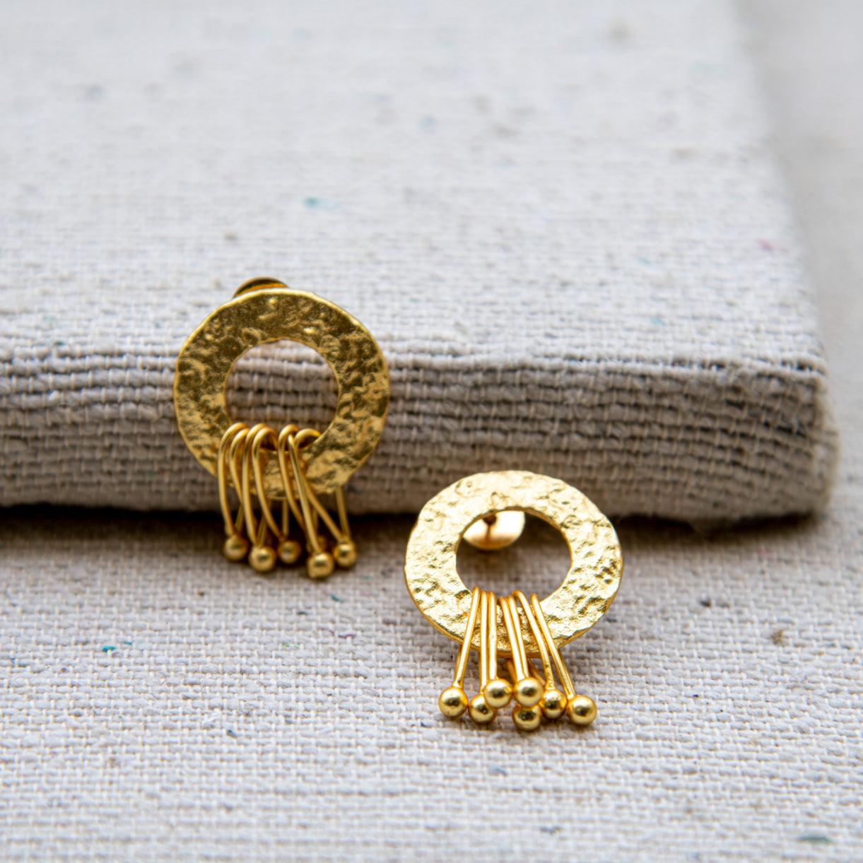 Circle with Safety Pin Danglers Stud Earring