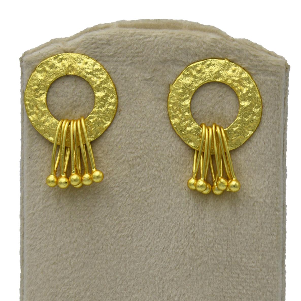 Circle with Safety Pin Danglers Stud Earring