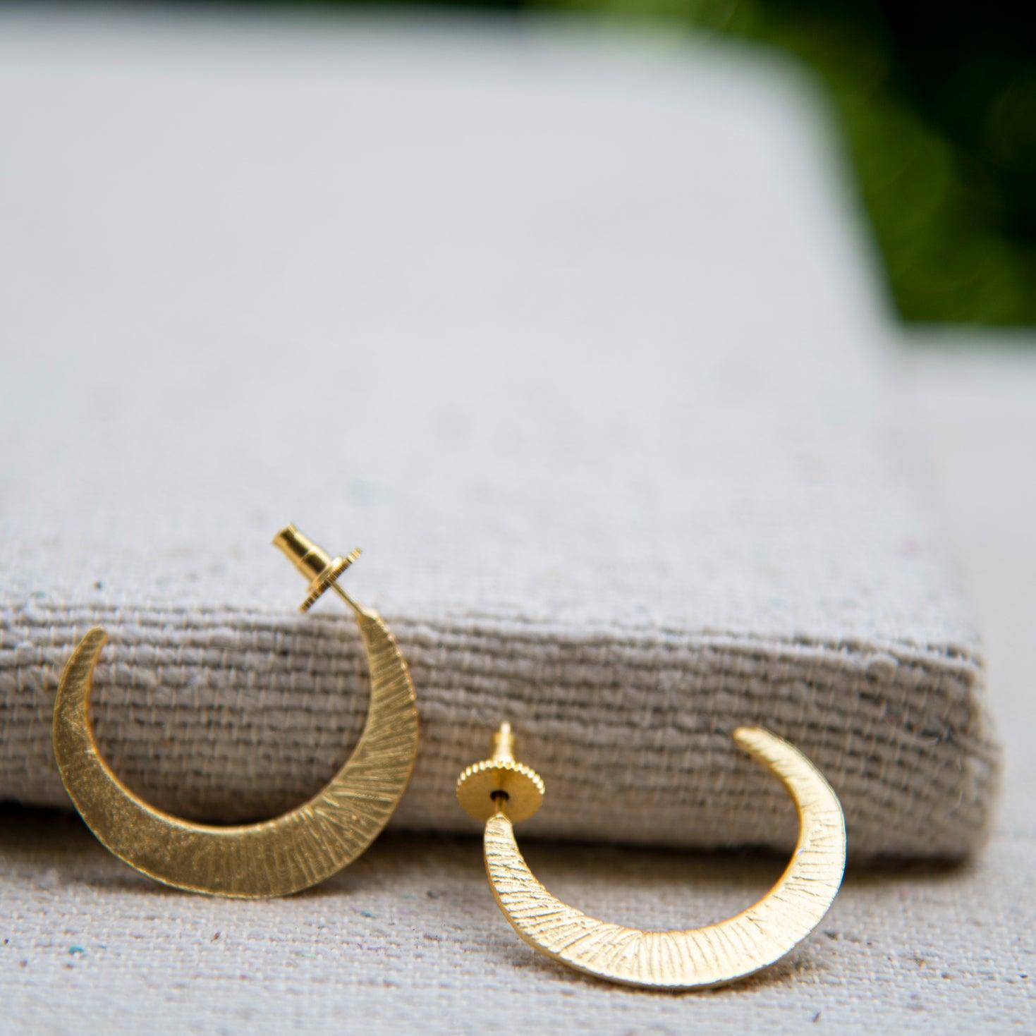 Crescent Moon Brass Earring