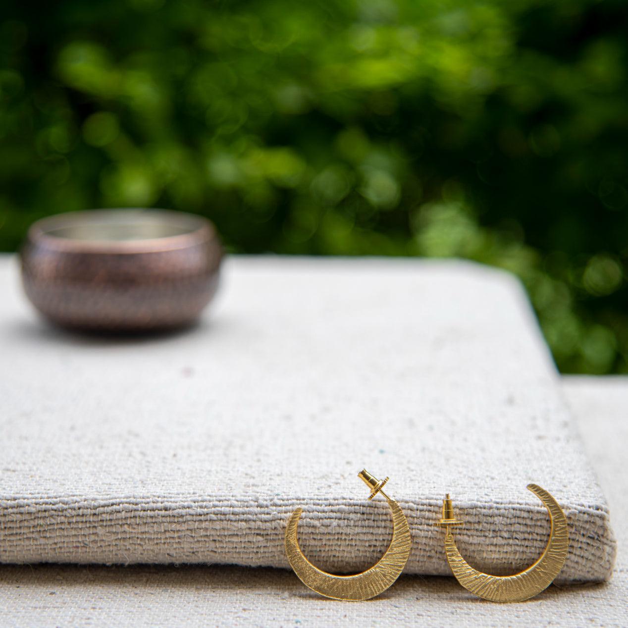 Crescent Moon Brass Earring