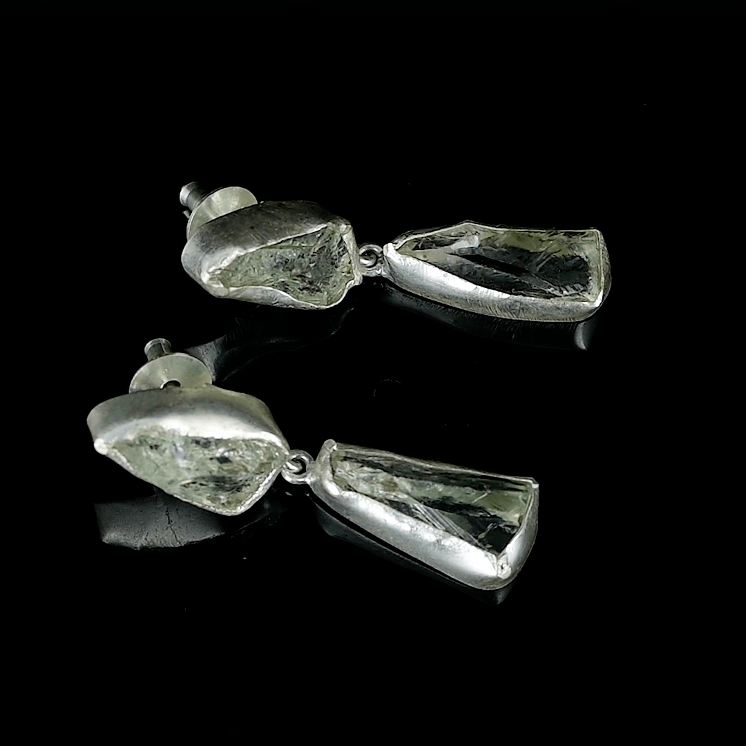 Crystal Quartz Rough Gemstone Stud Earring