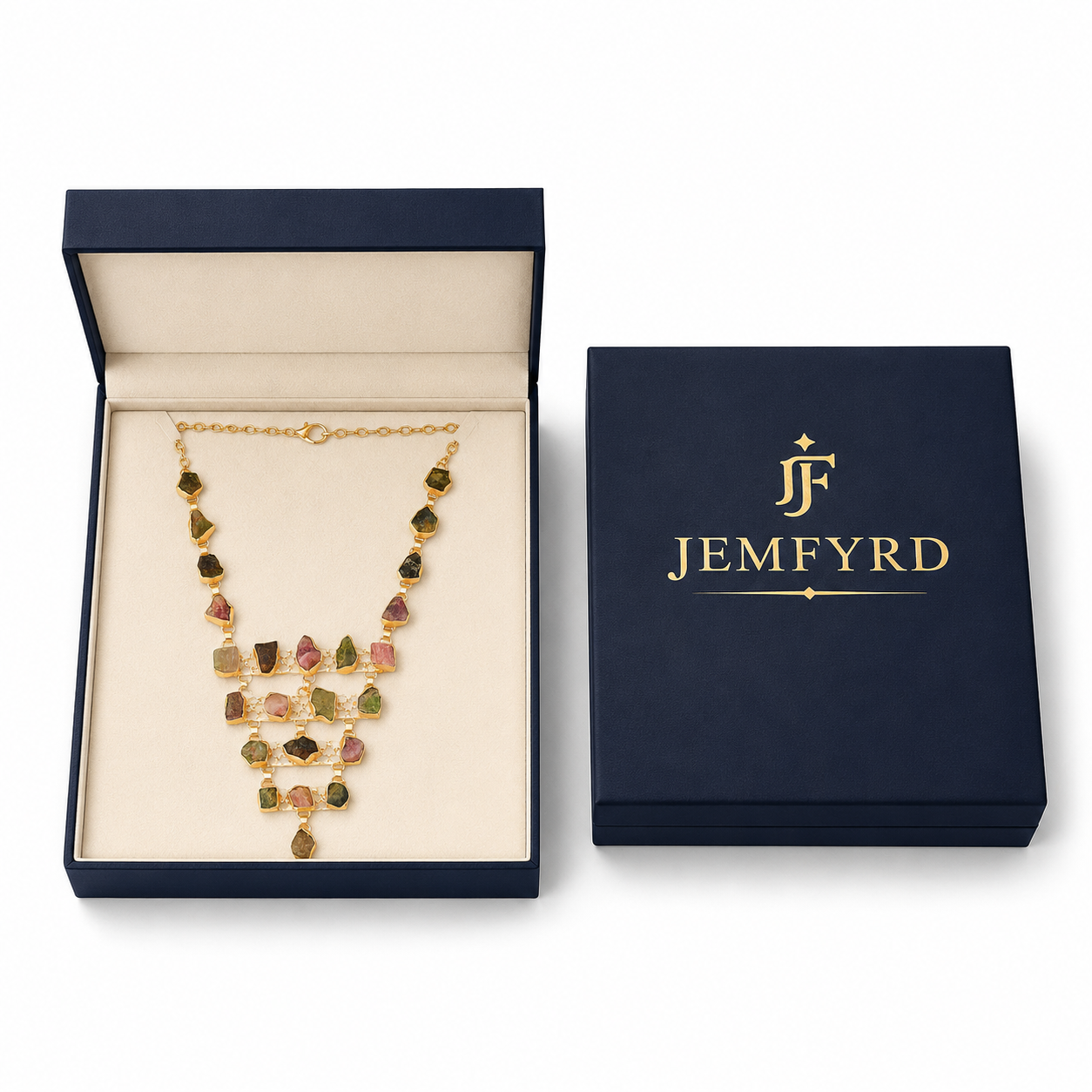 Multi Color Tourmanline Rough Gemstone Necklace