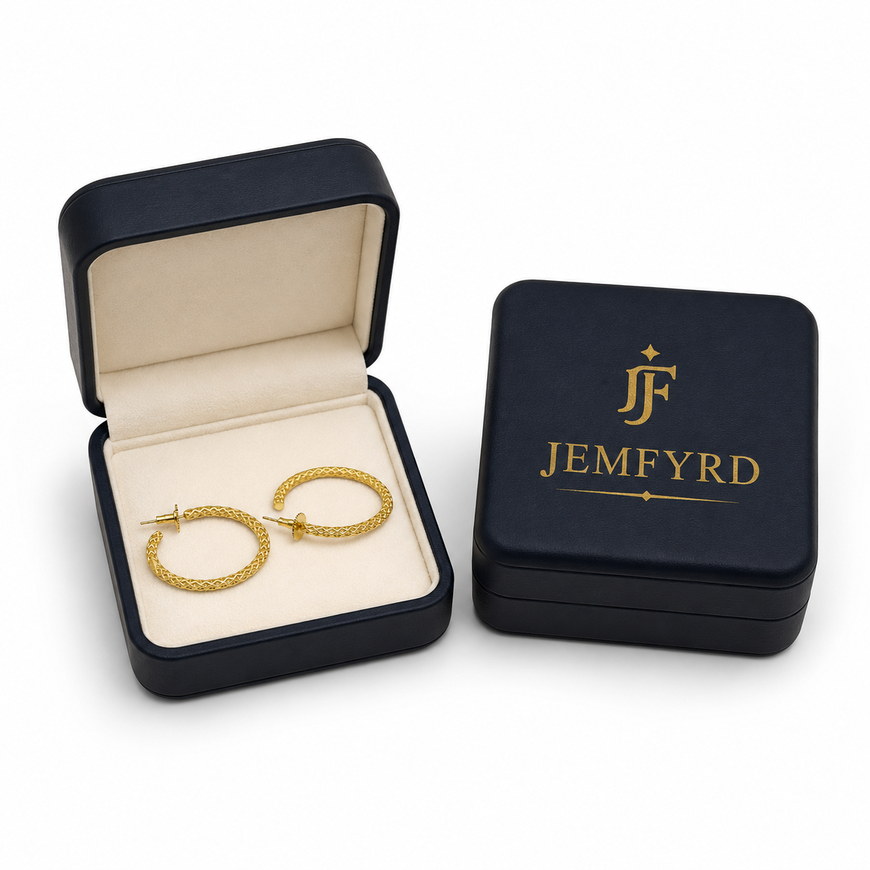 Crescent Gold Hoop Stud Earring