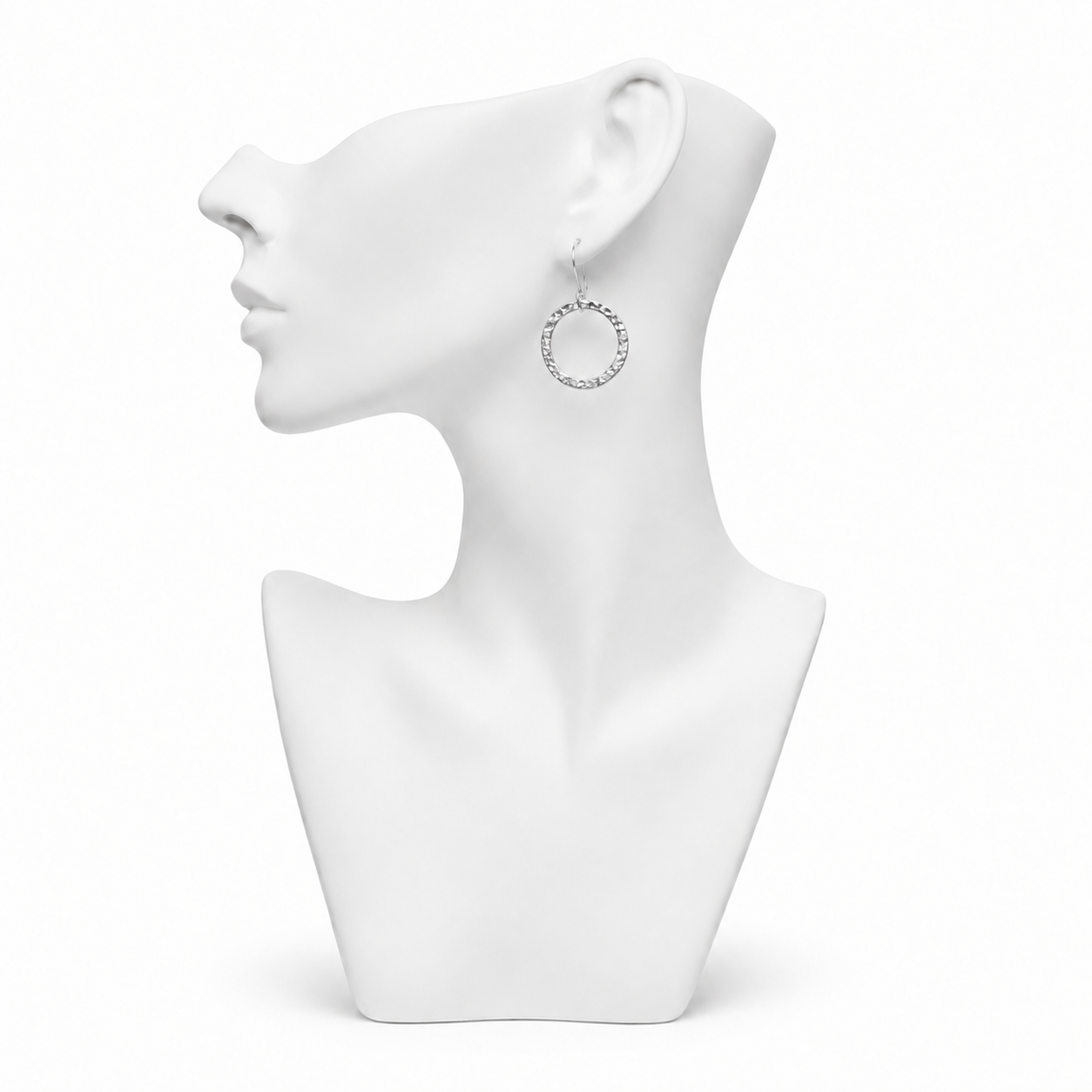 Hammered Round Silver Earring