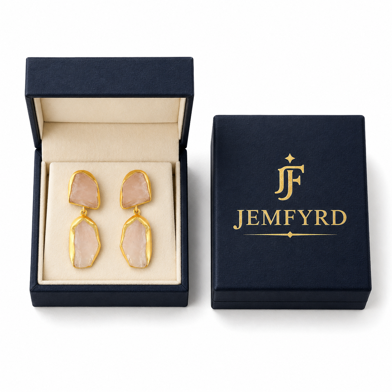 Rose Quartz Rough Gemstone Stud Earring