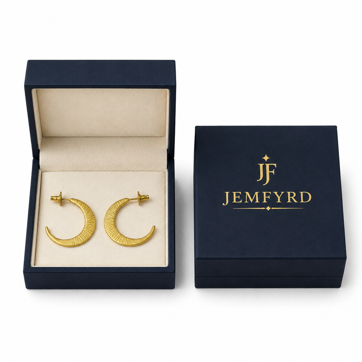 Crescent Moon Hand Hammered Brass Earring