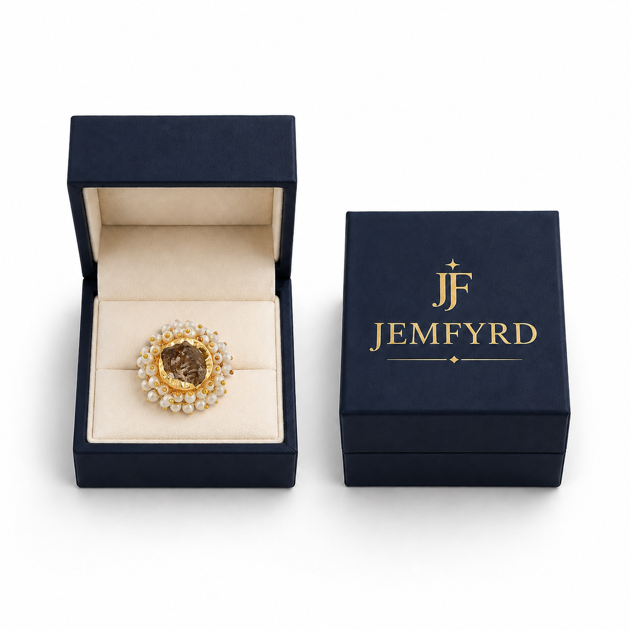 Pearl Brass Flash Gold Plating Floral Ring