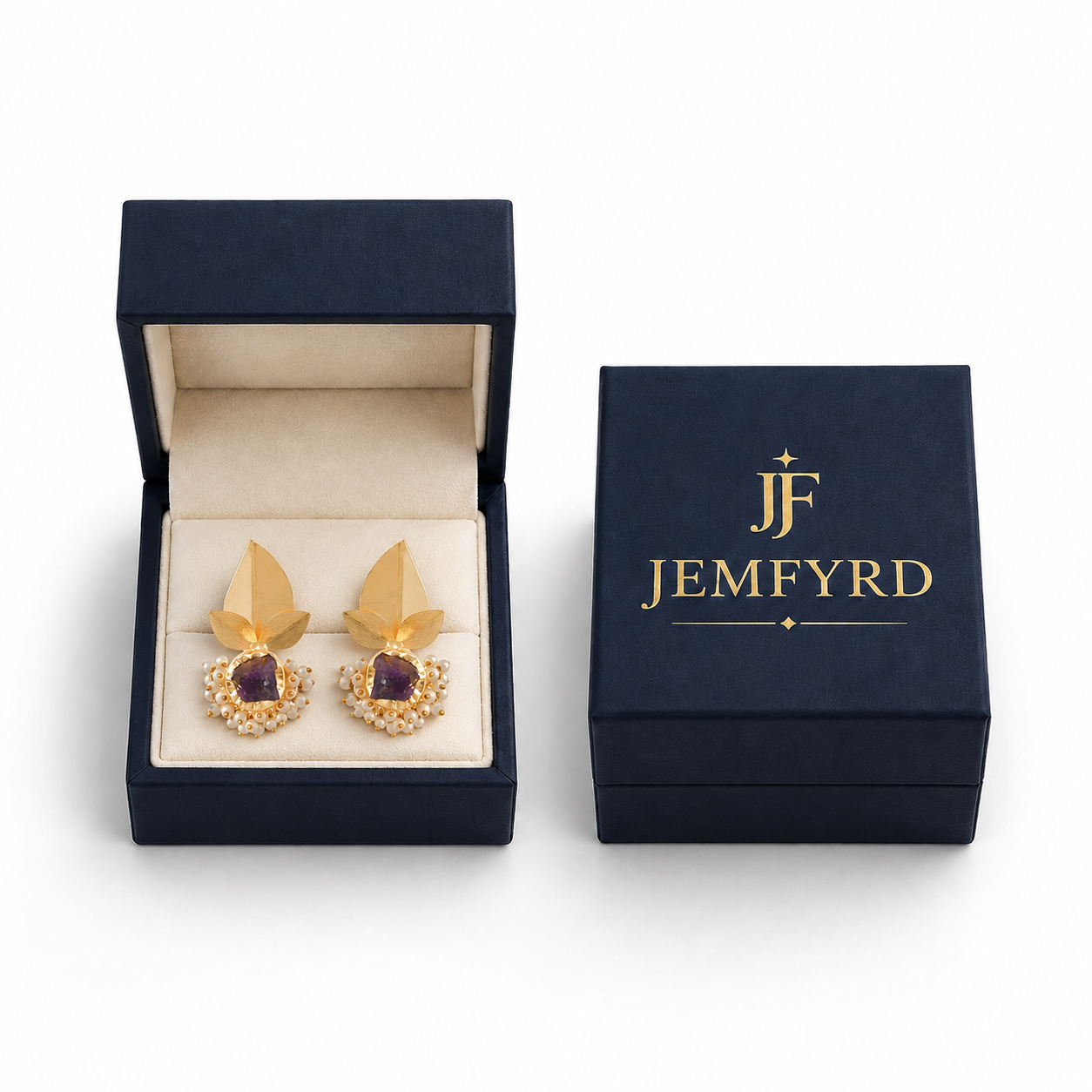 Pearls Brass Flash Gold Plating Floral Stud Earring