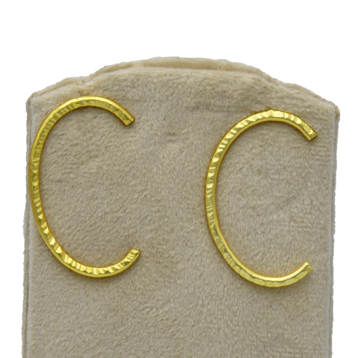 English Alphabet "C" Brass Earring