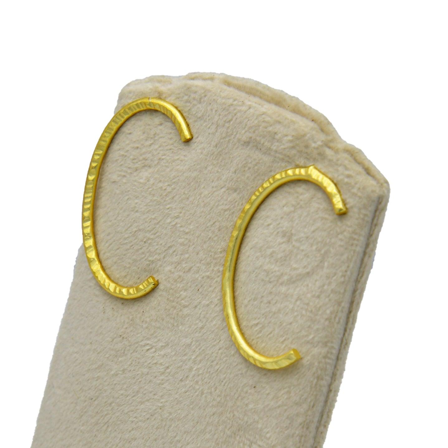 English Alphabet "C" Brass Earring