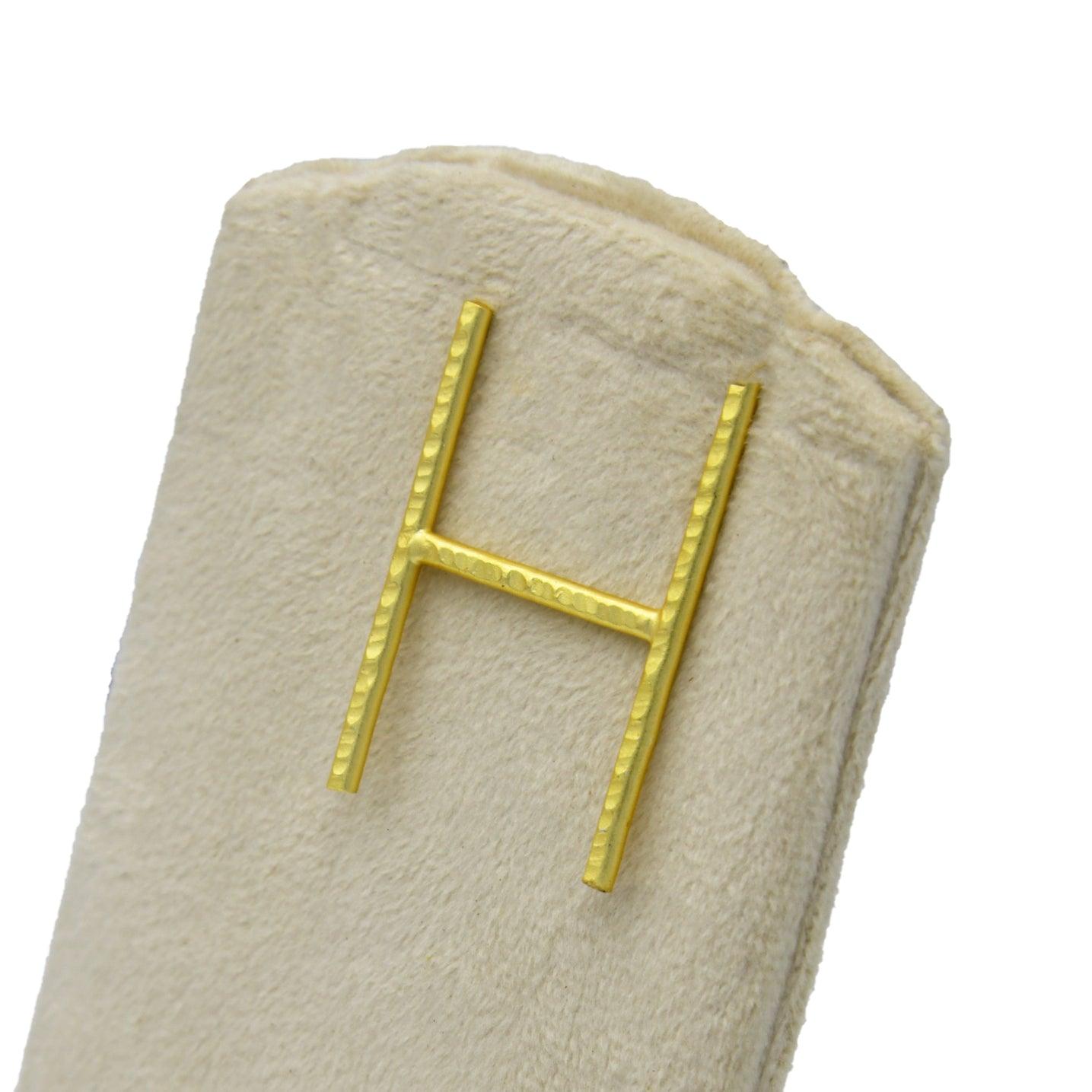 English Alphabet "H" Brass Earring