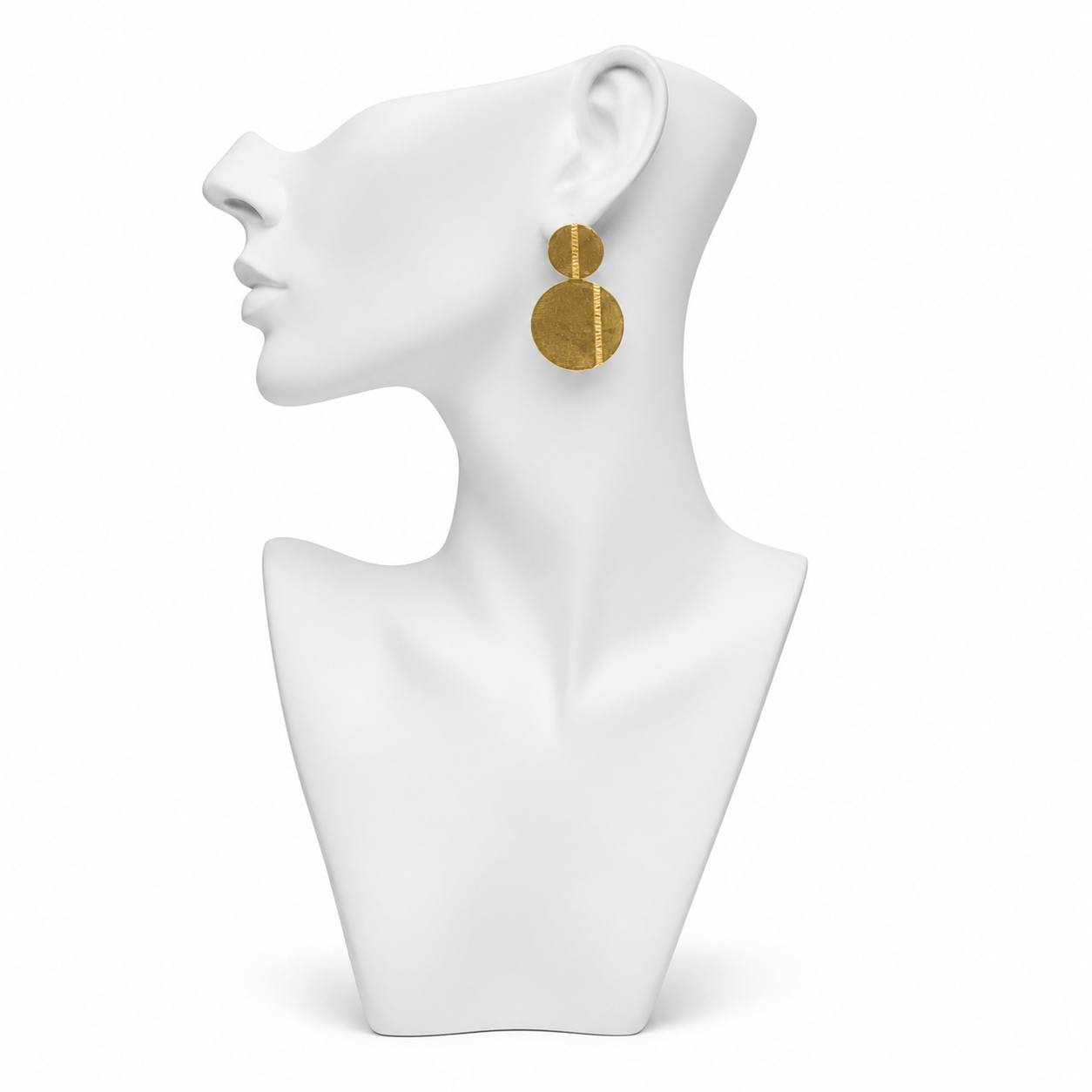 Golden Double Disk with Flash Gold Plated Stud Earring