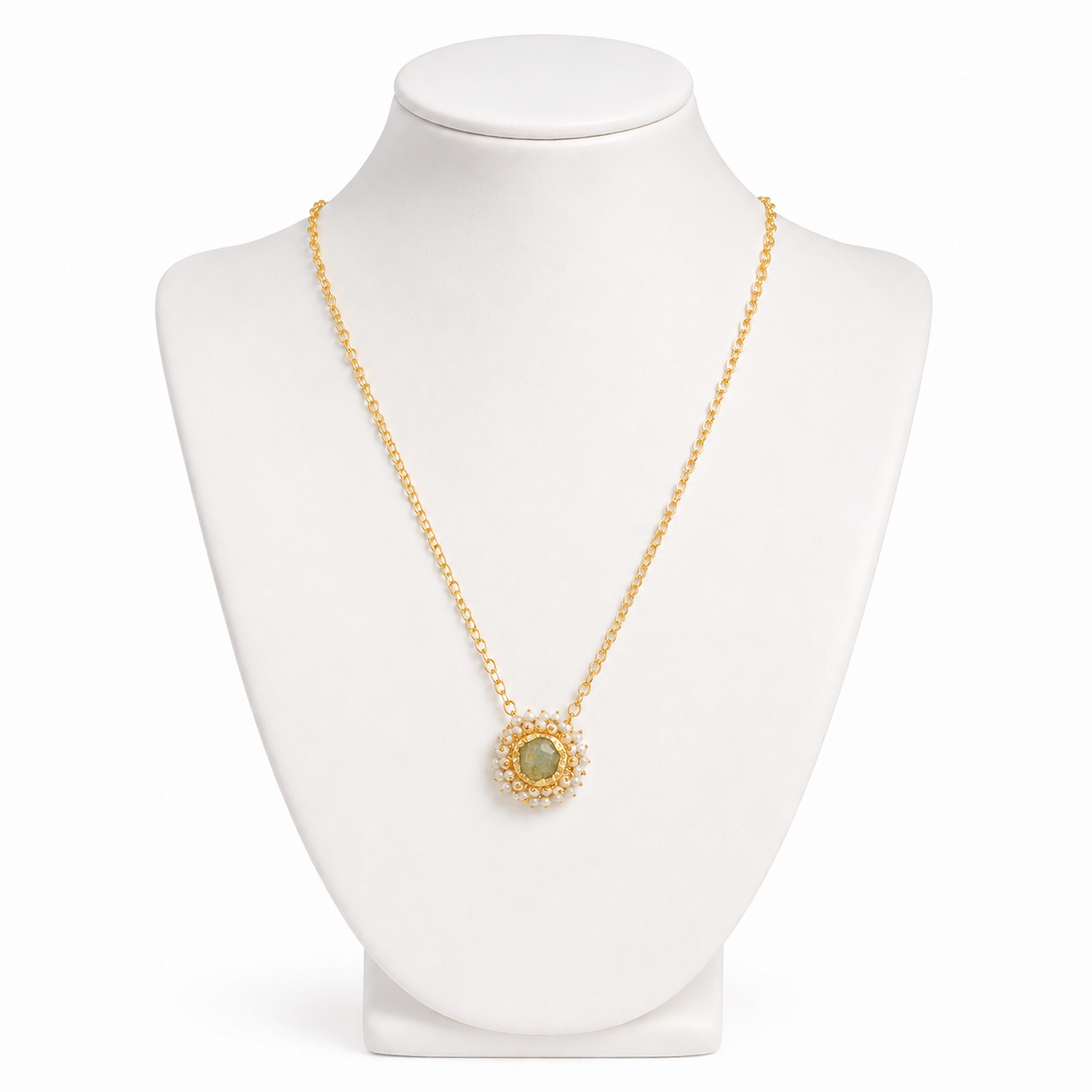 Pearl Brass Flash Gold Plating Floral Necklace