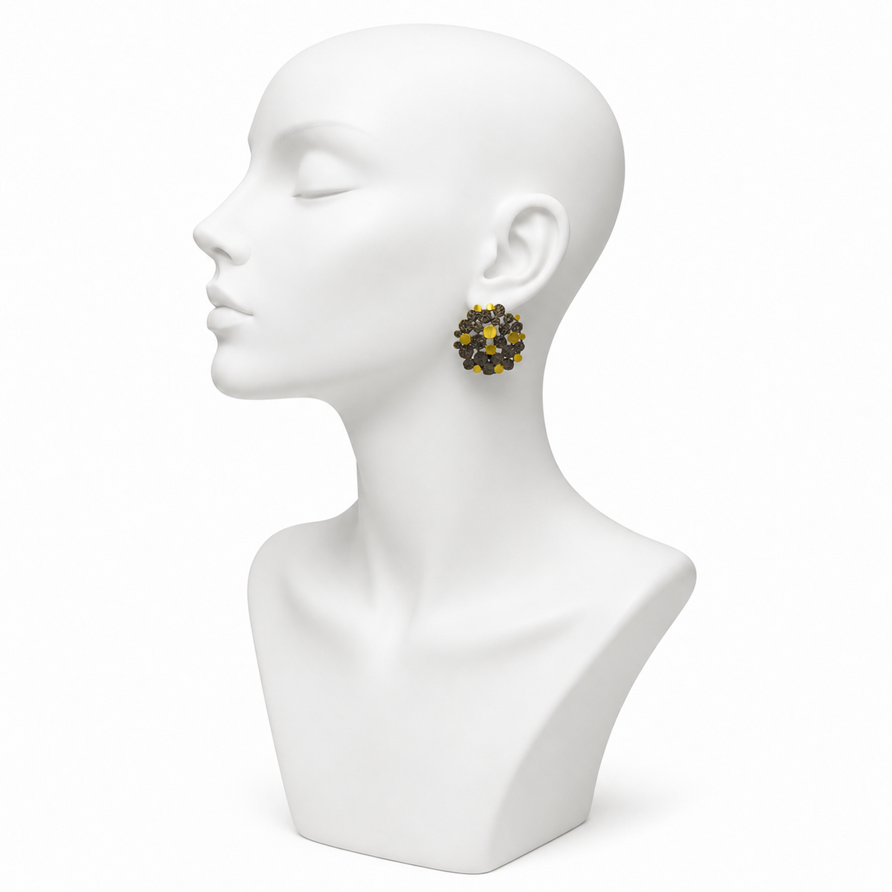 Two tone Brass and Gold Plated Stud Earring