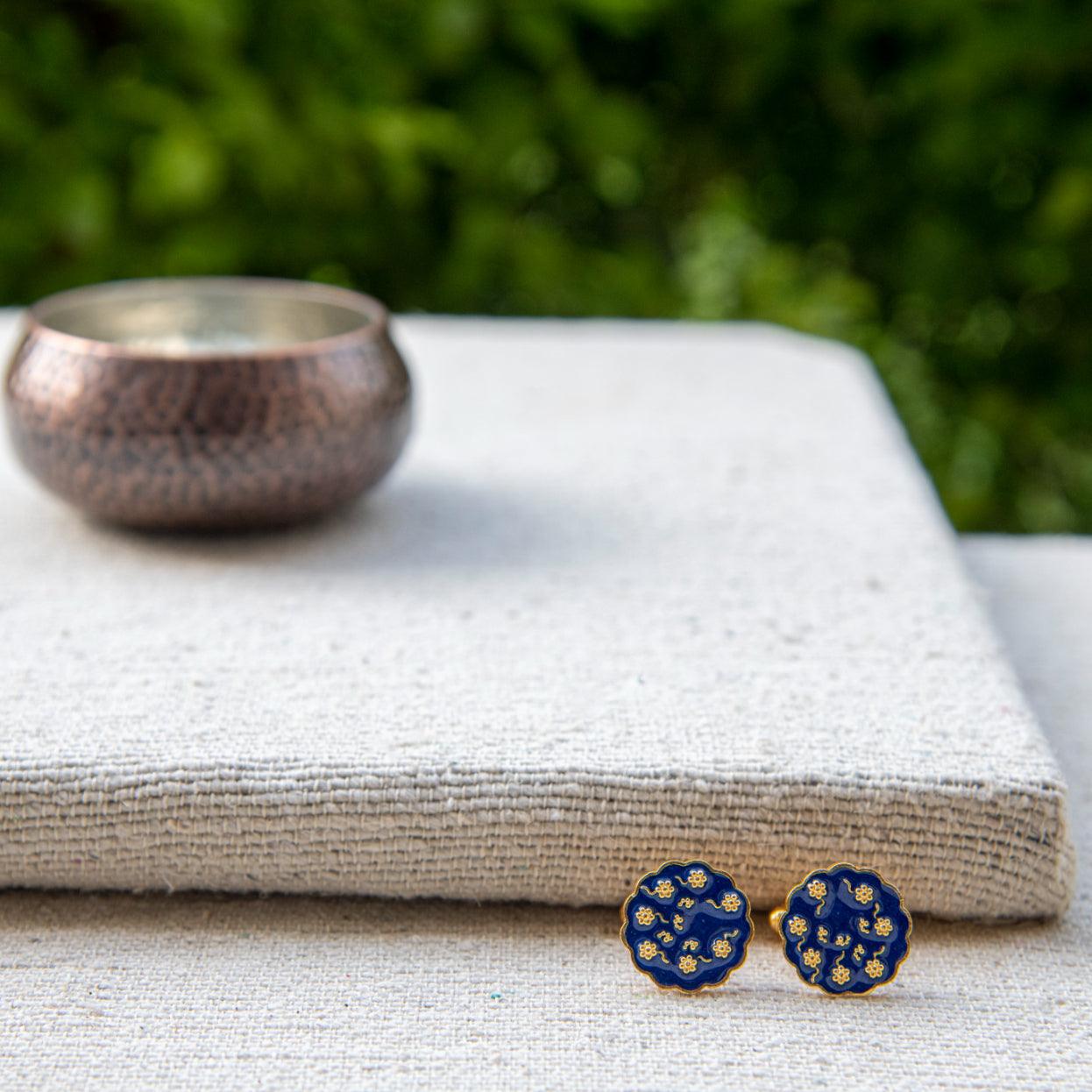 Flower Enameling Cufflinks