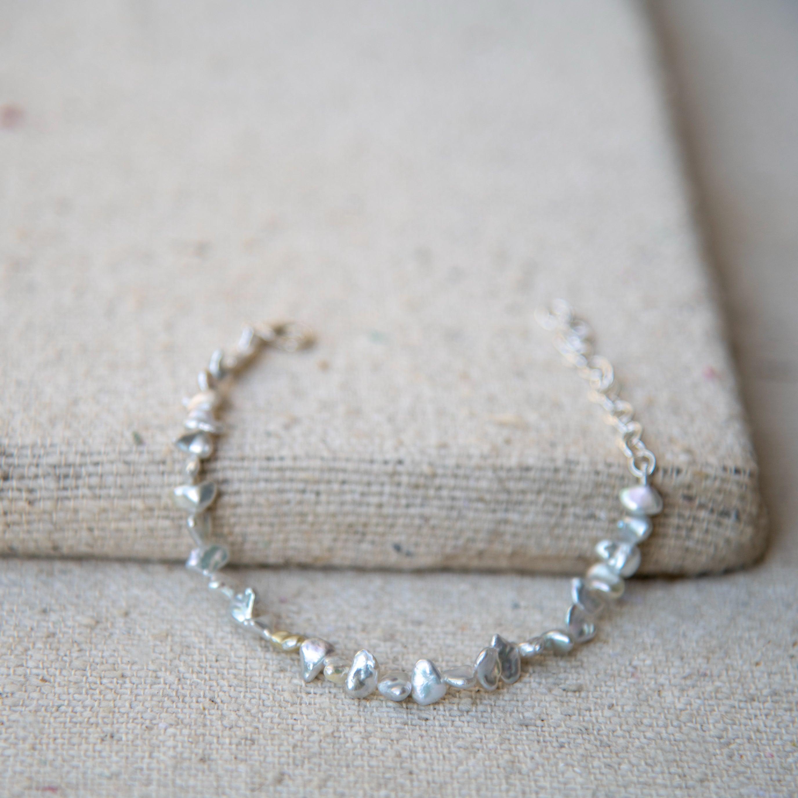 Fresh Water Pearl Silver Plated Chain Bracelet