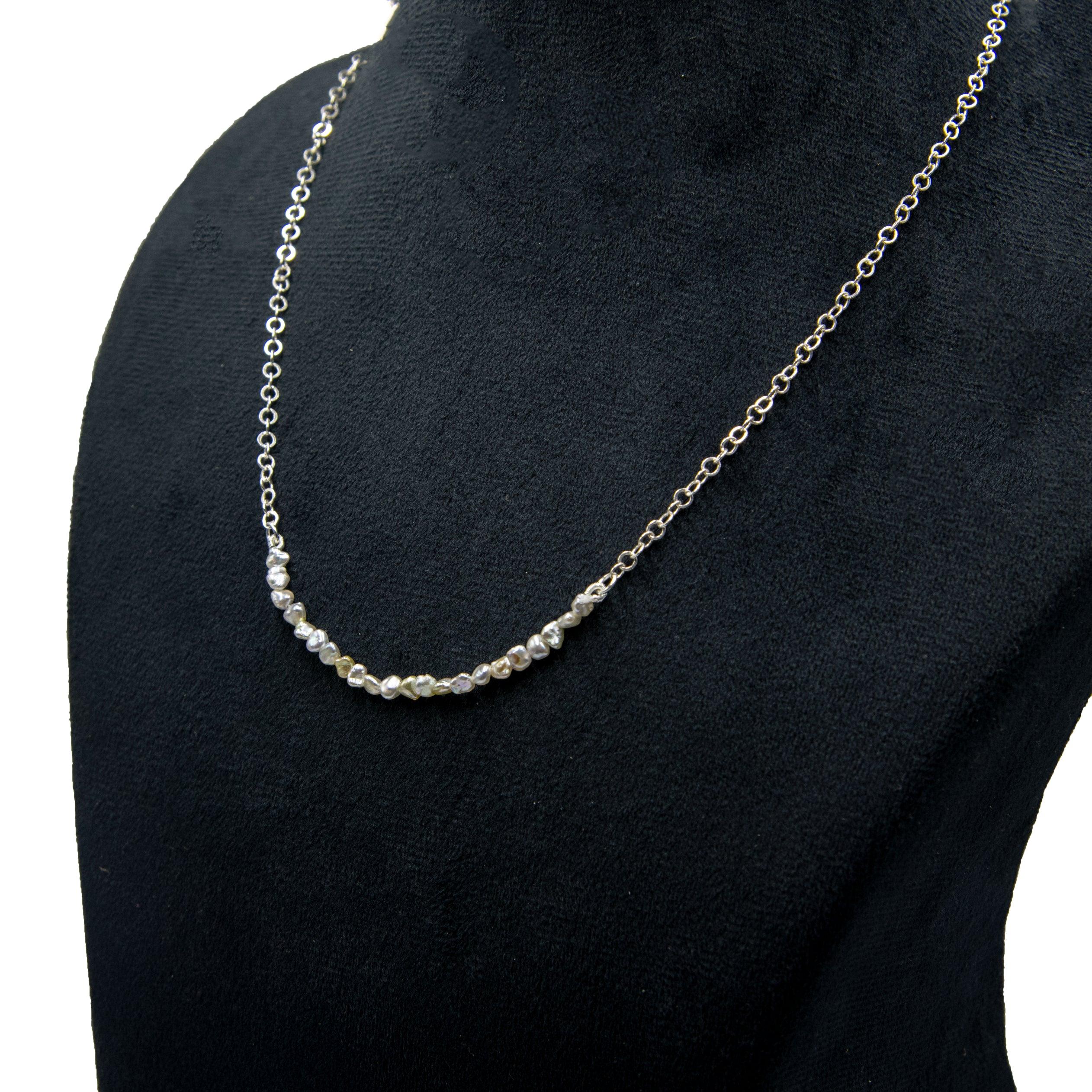 Freshwater Pearl Silver Plated Chain Necklace