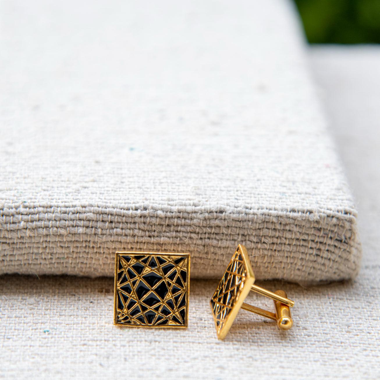 Gold Star Enameling Cufflinks