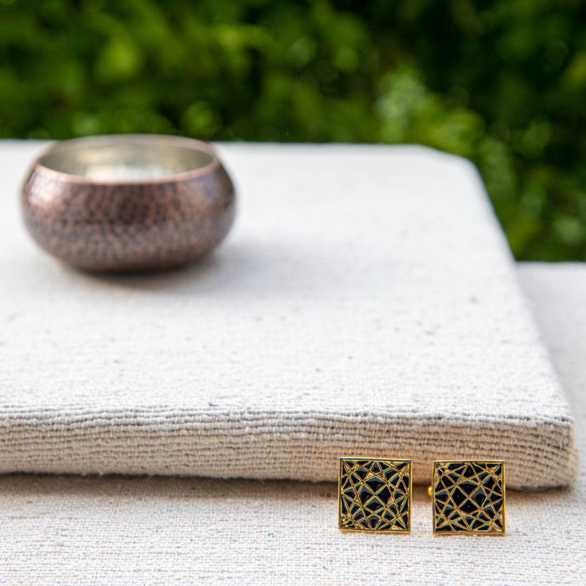 Gold Star Enameling Cufflinks