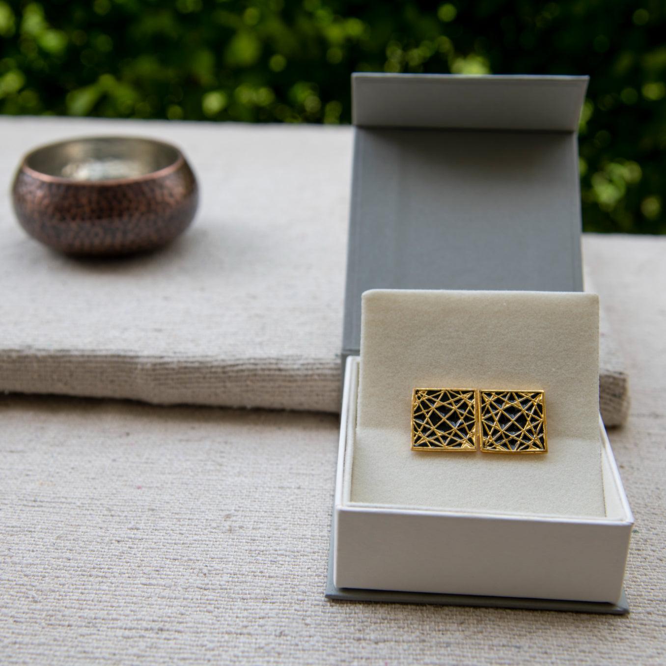 Gold Star Enameling Cufflinks