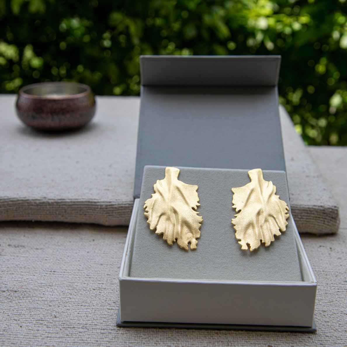 Golden Leaf Stud Earring