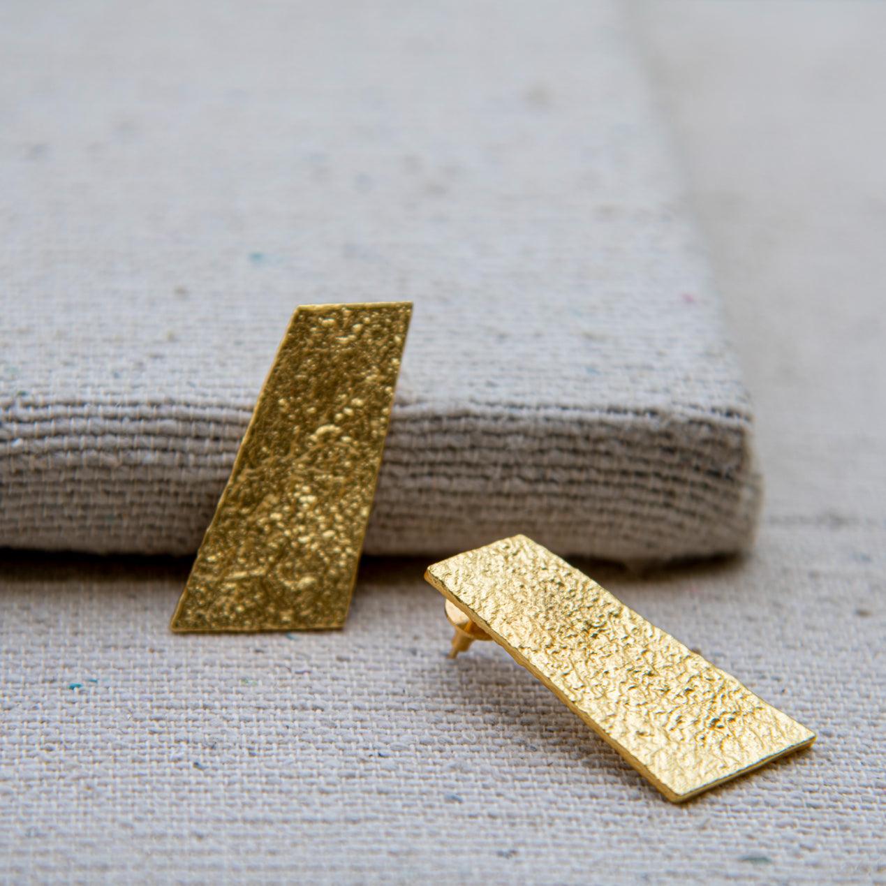 Hammered Brass Gold Plated Stud Earring