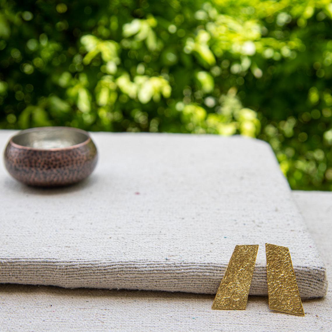 Hammered Brass Gold Plated Stud Earring