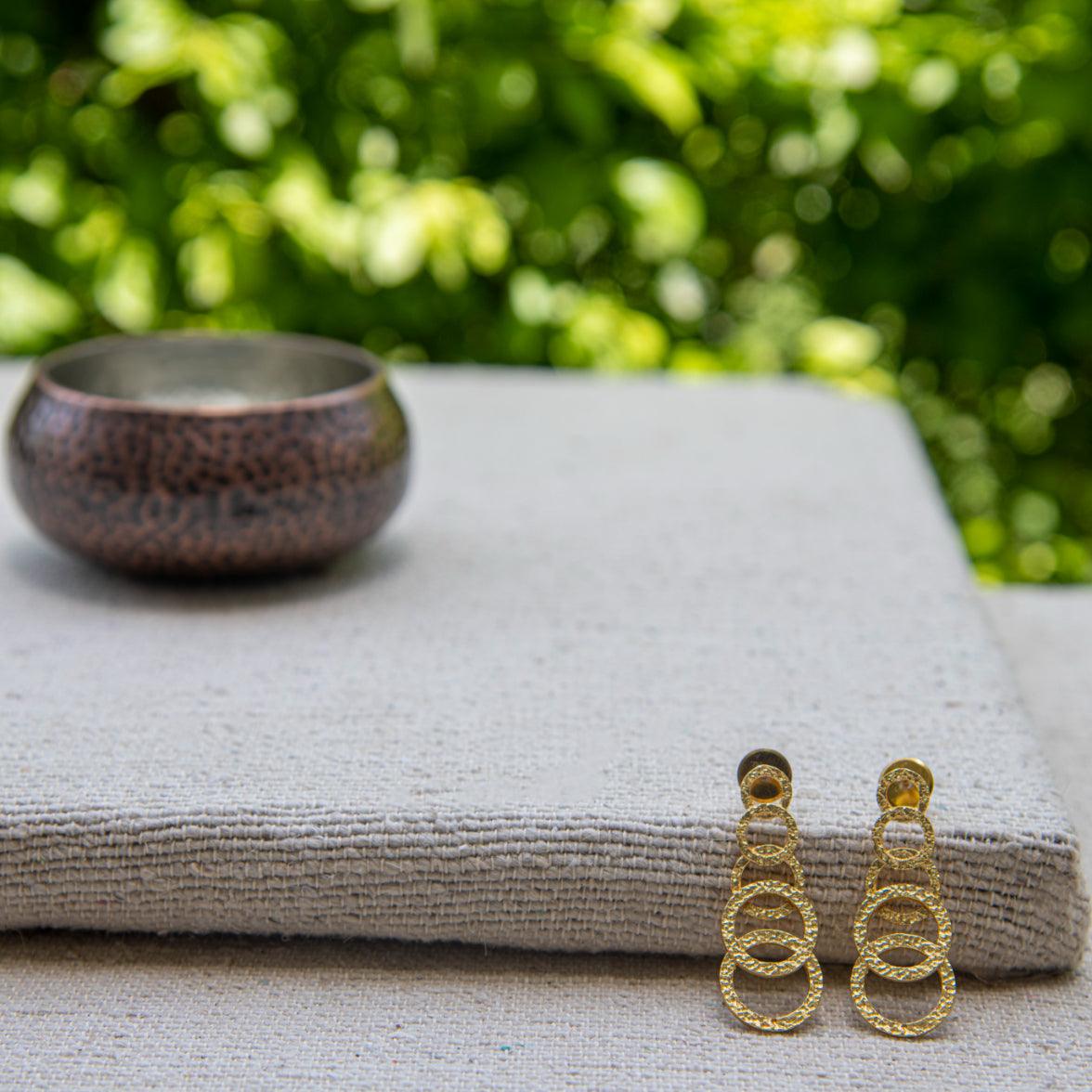 Hammered Gold Plated Round Stud Earring