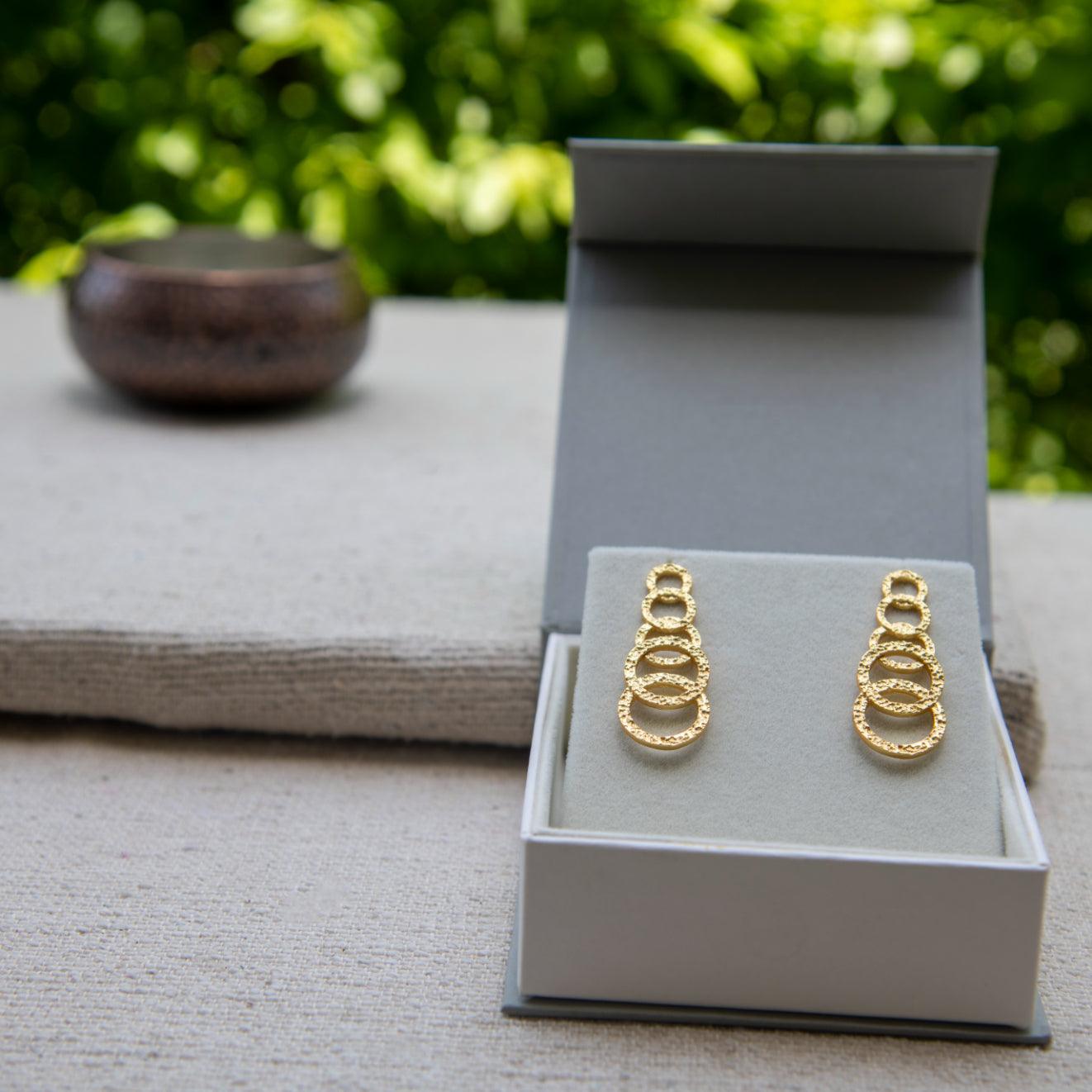 Hammered Gold Plated Round Stud Earring