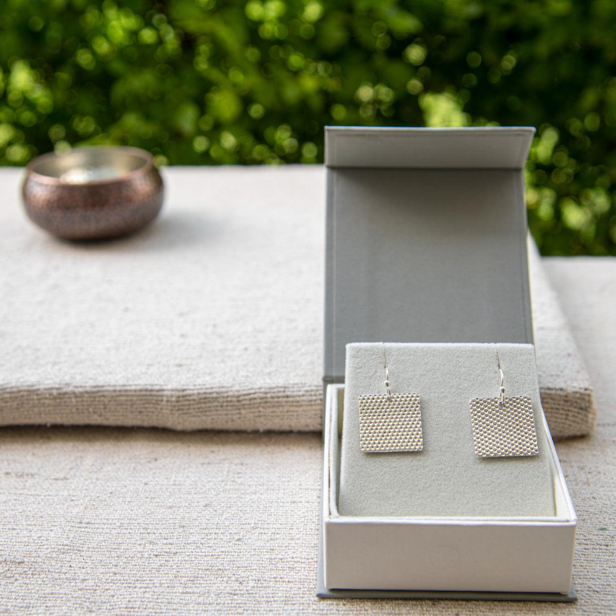 Hammered Silver Dangle Earring