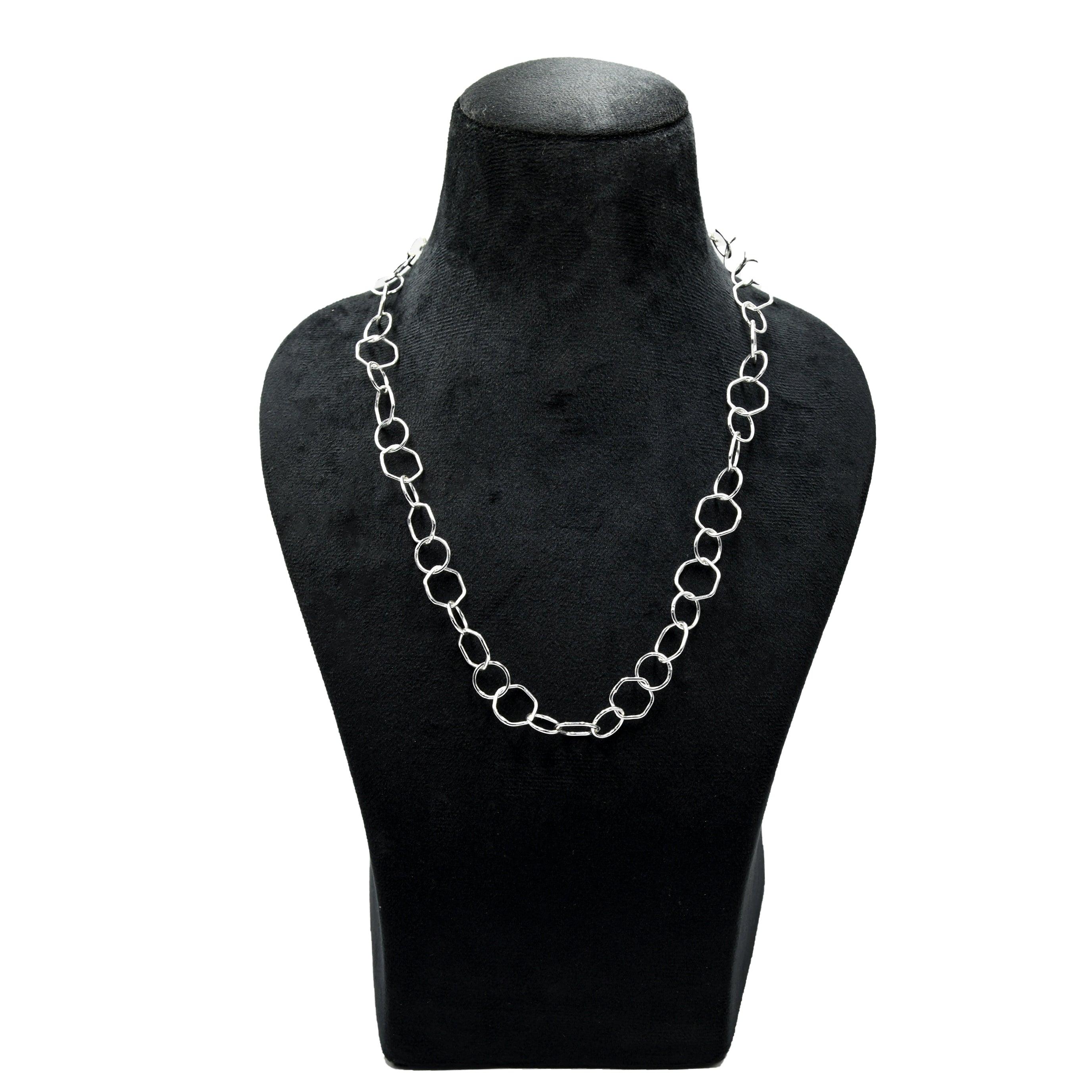 Hexagon Brass Silver Plated Chain