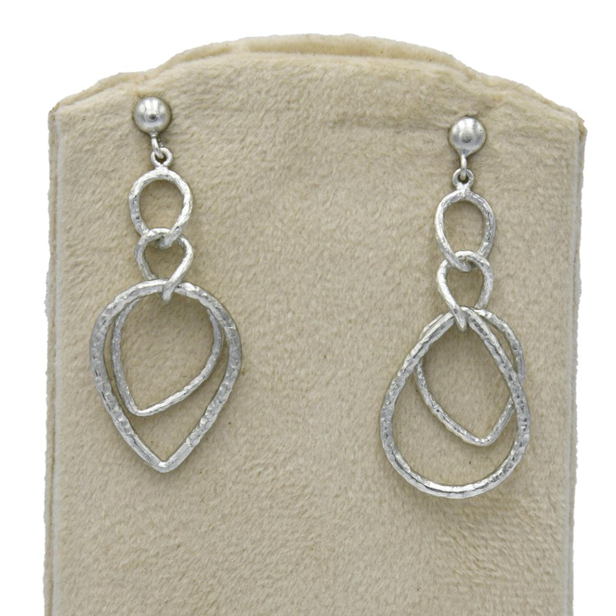 Intertwined Oval Silver Dangler Earring