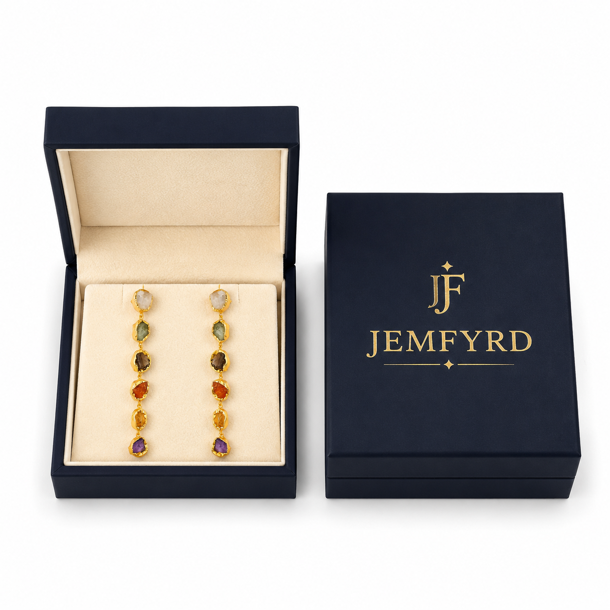 Multi Gemstone Brass Flash Gold Plating Bezel Stud Earring