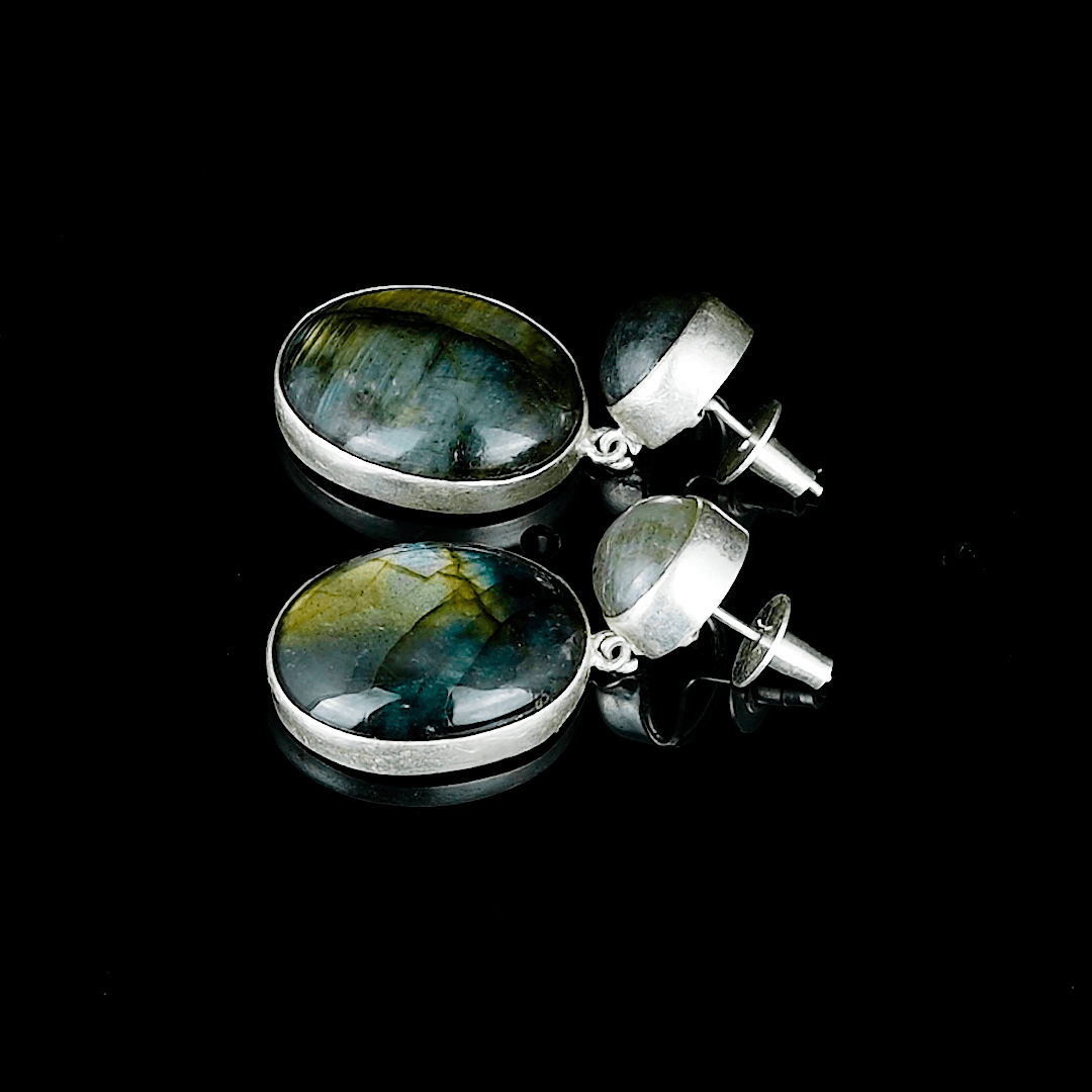 Labradorite Rough Gemstone Stud Earring
