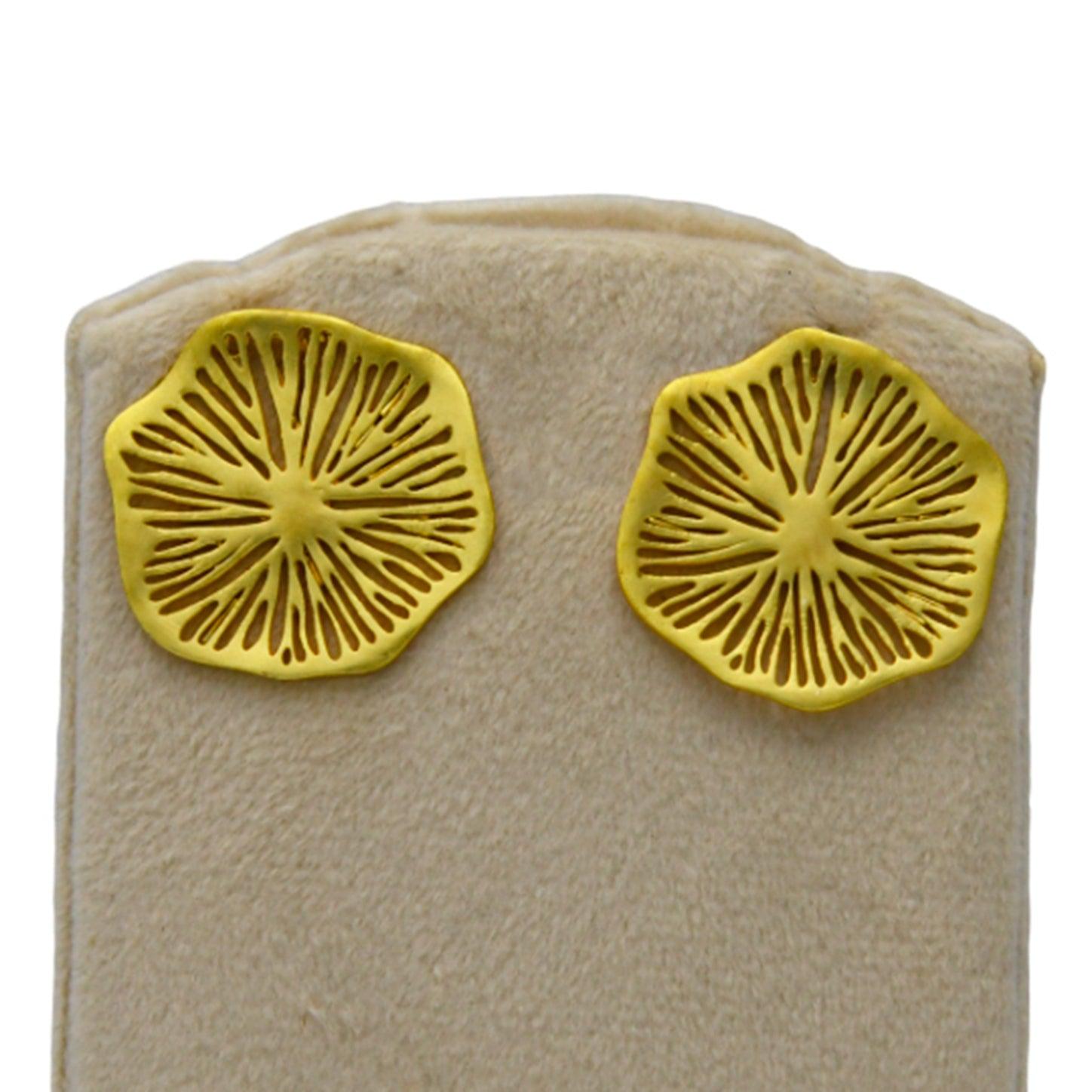 Lotus Leaf Gold Plated Brass Stud Earring