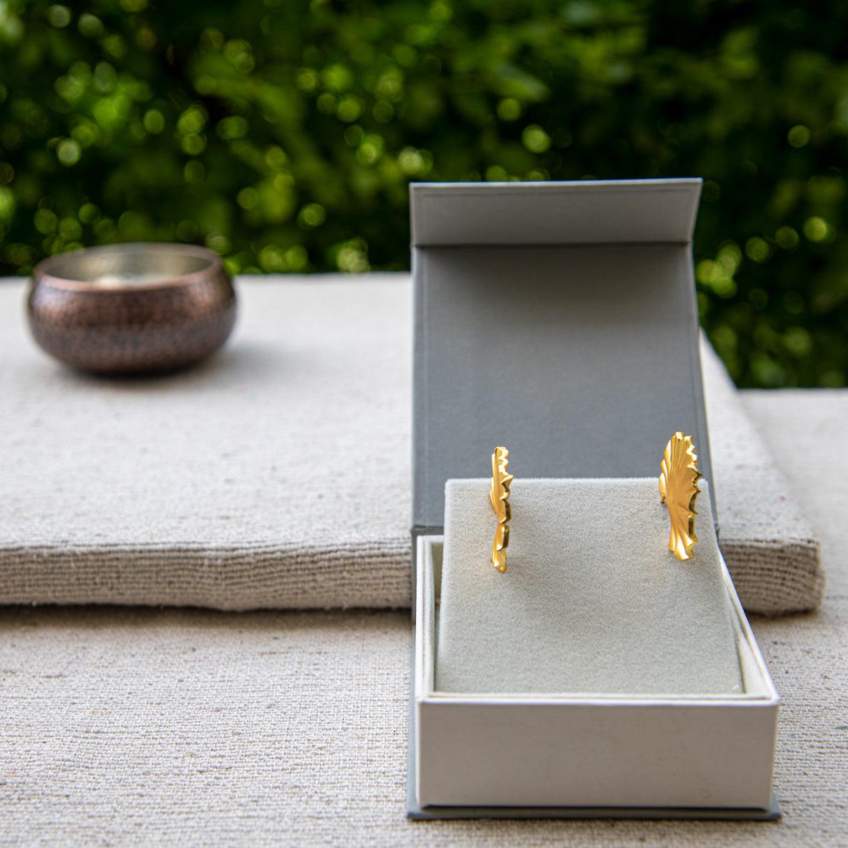 Lotus Leaf Gold Plated Stud Earring