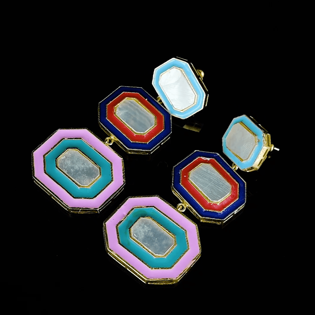 Mother of Pearl Brass Stud Earring