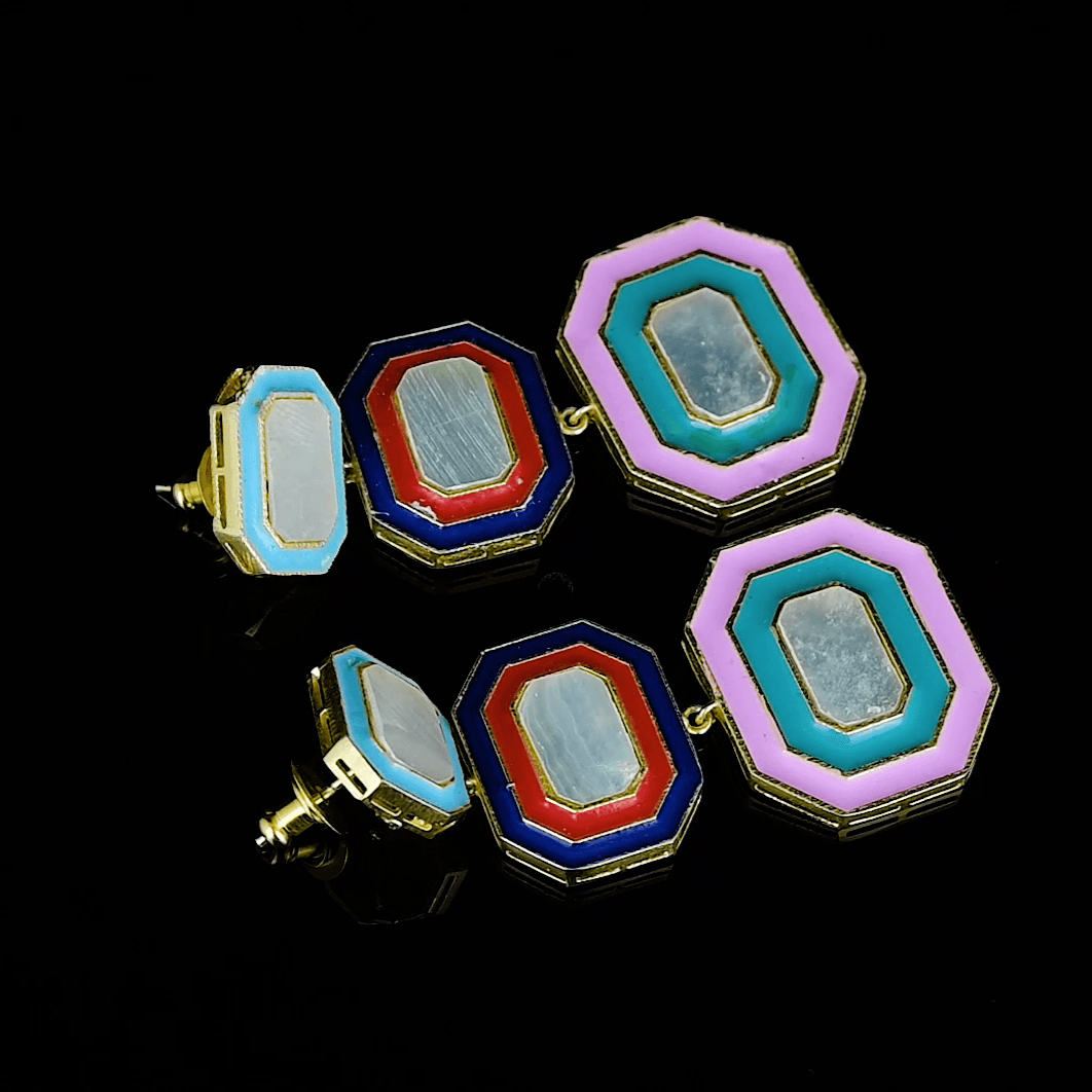 Mother of Pearl Brass Stud Earring