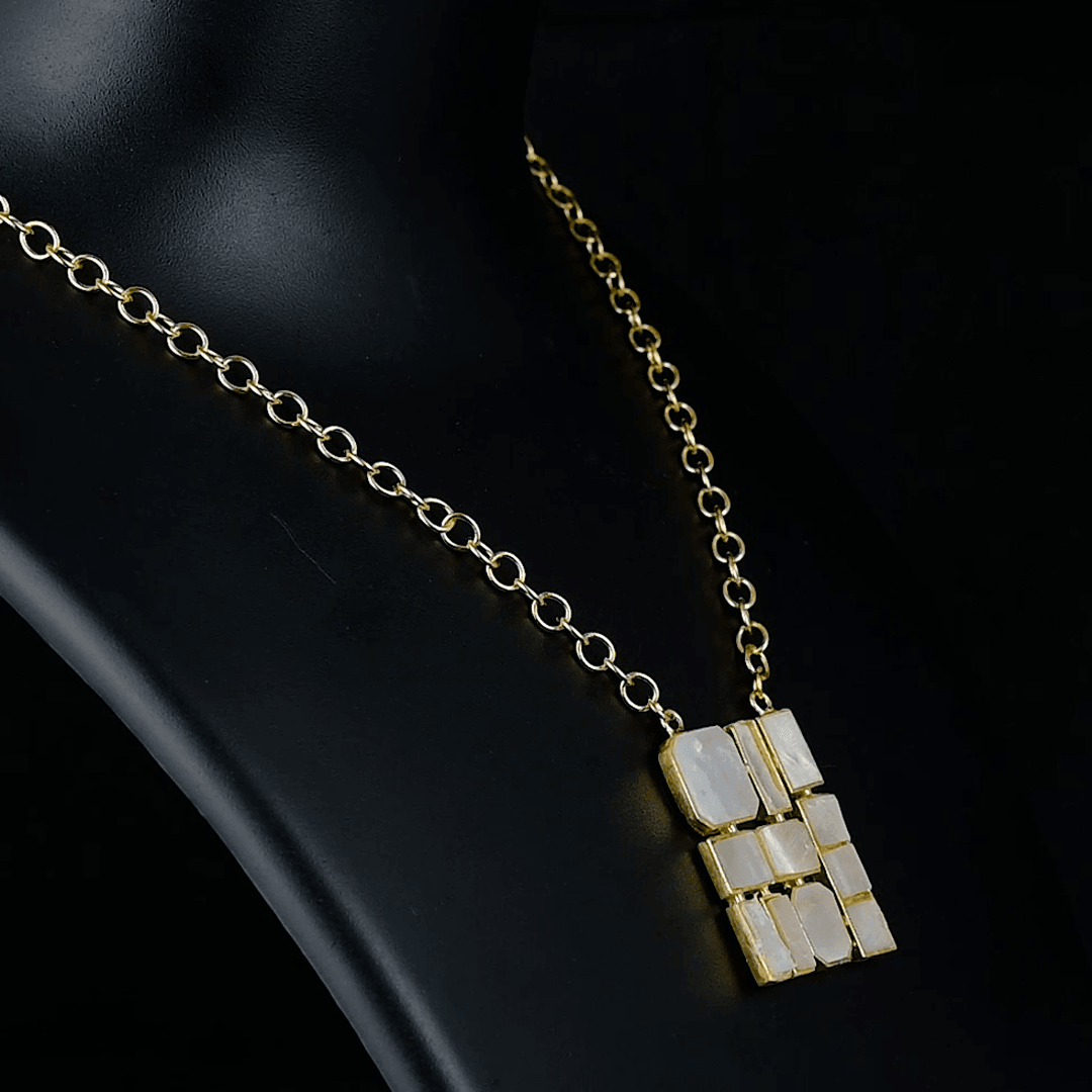 Mother of Pearl Enameled Necklace for Women