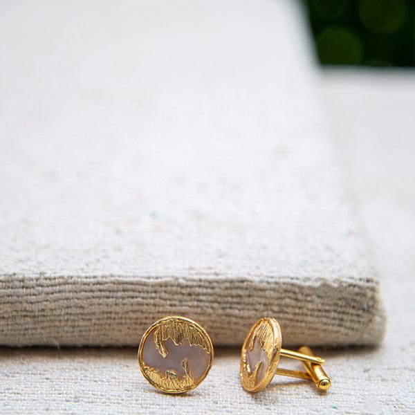 Mother of Pearl Flash Gold Plated Cufflinks