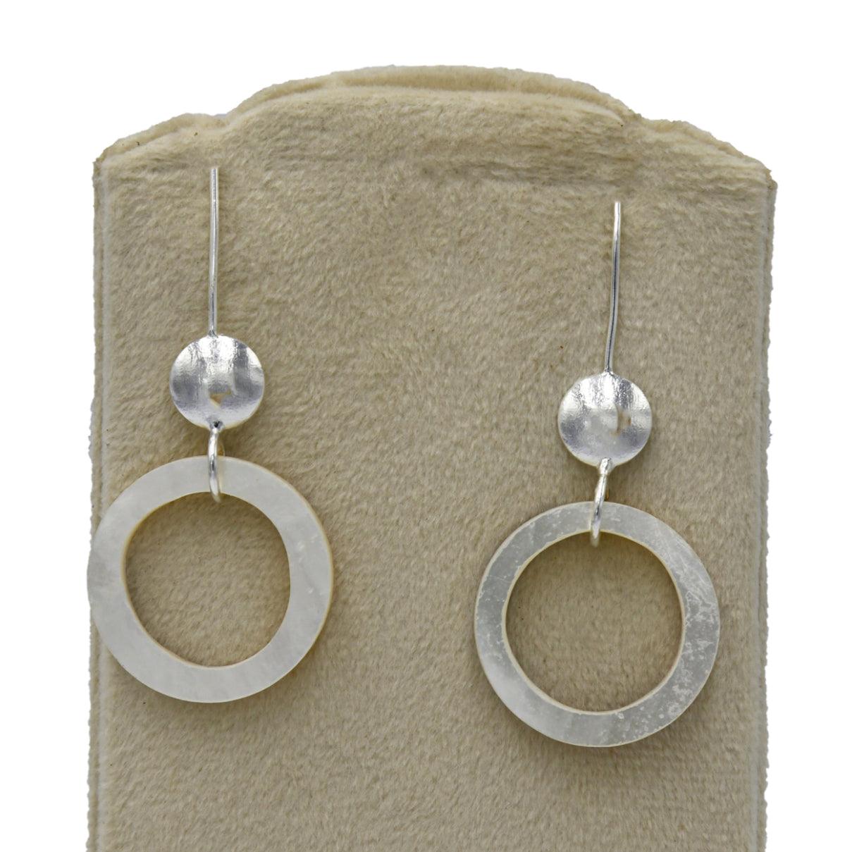 Mother of Pearl Round Silver Dangle Earring