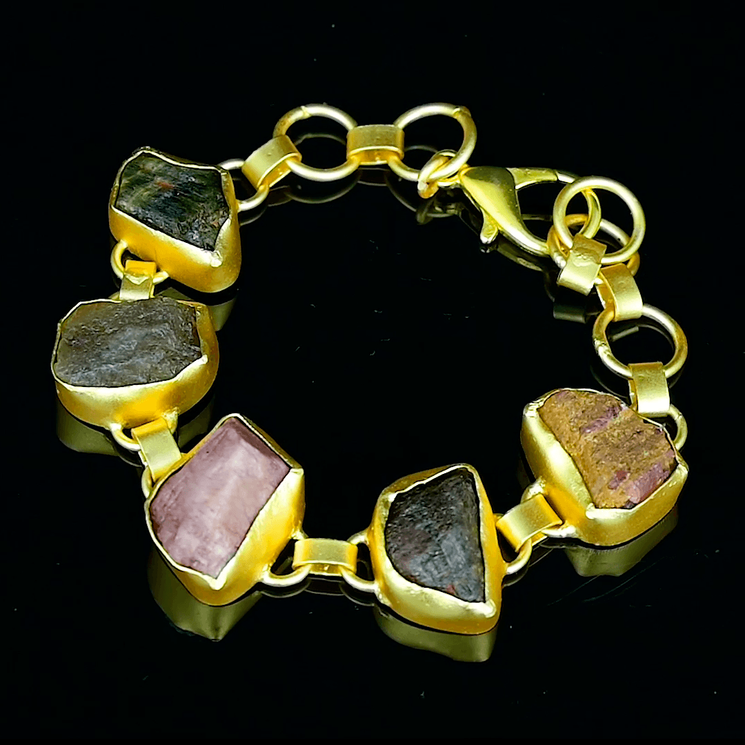 Multi Color Tourmanline Rough Gemstone Bracelet