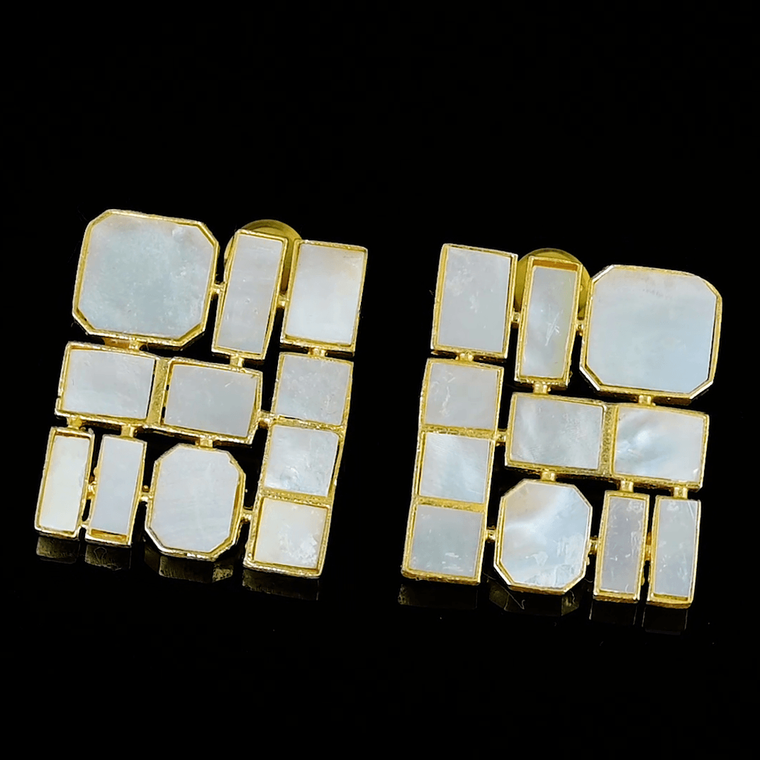 Natural Mother of Pearl Brass Stud Earring