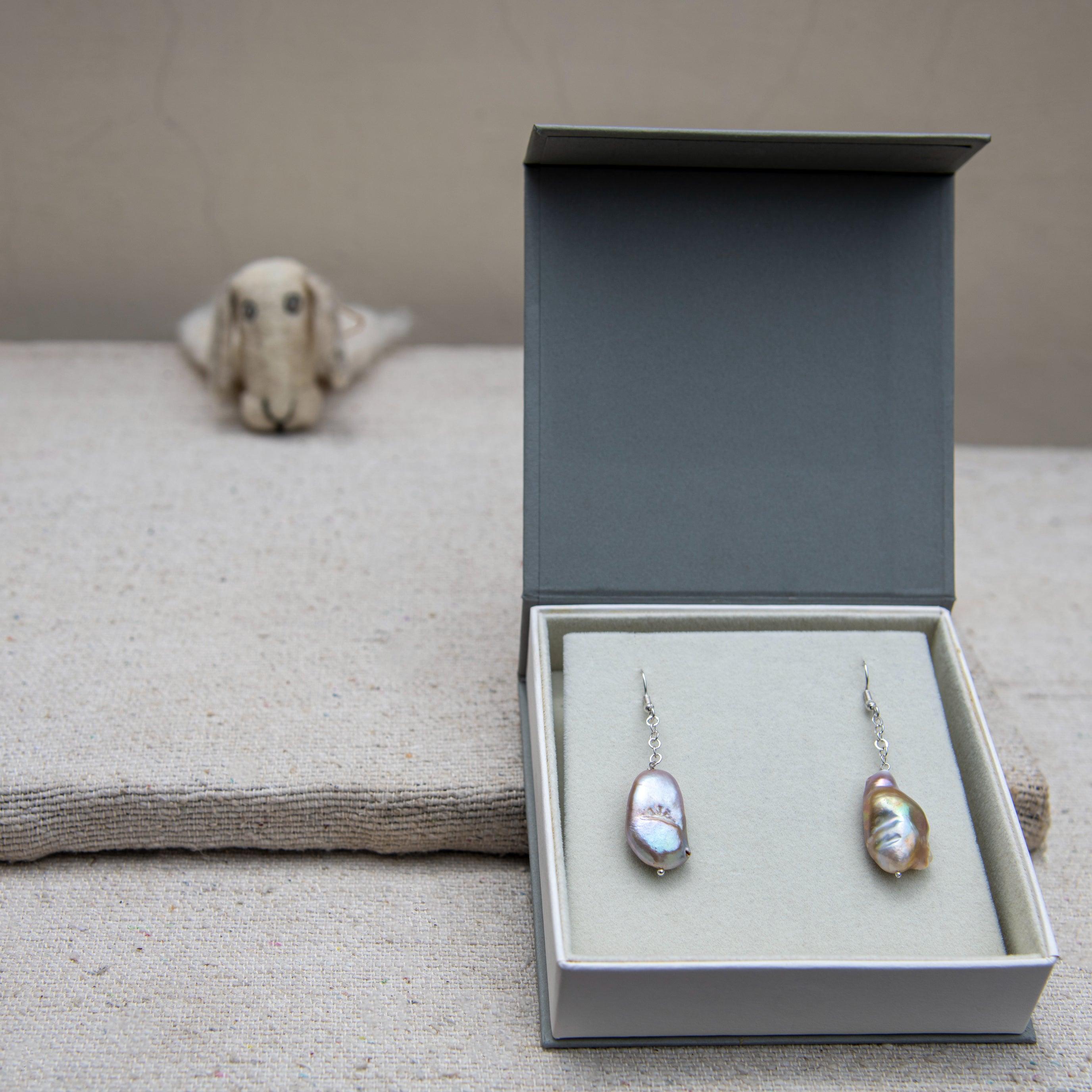 Pearl Silver Plated Dangler Hook Earring