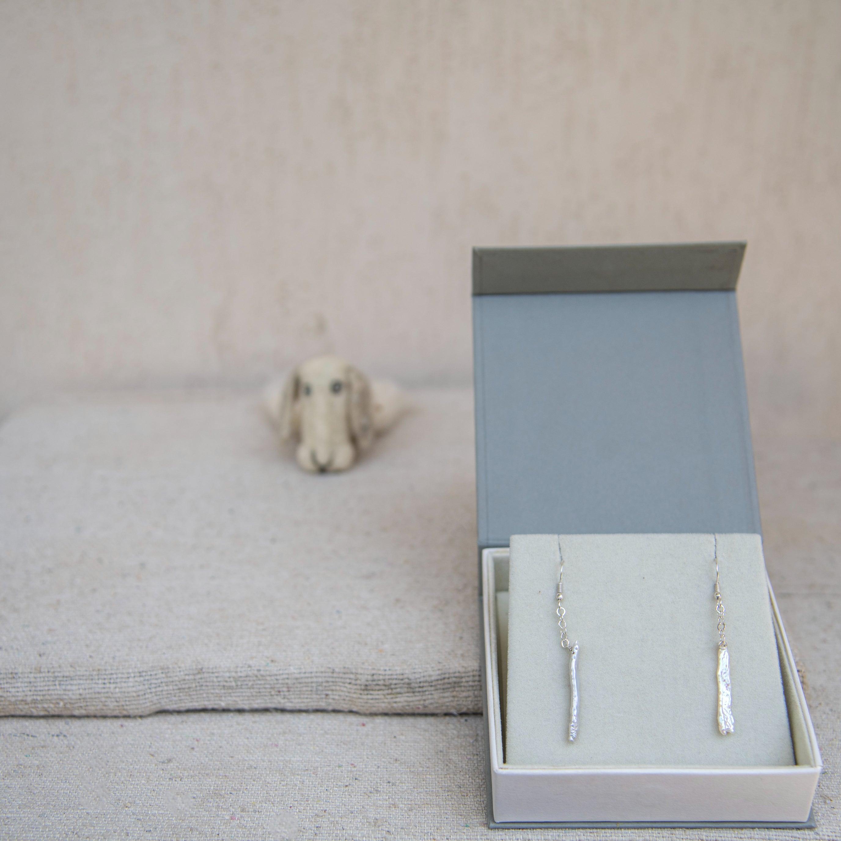 Long Biwa Pearl Silver Plated Hook Earring