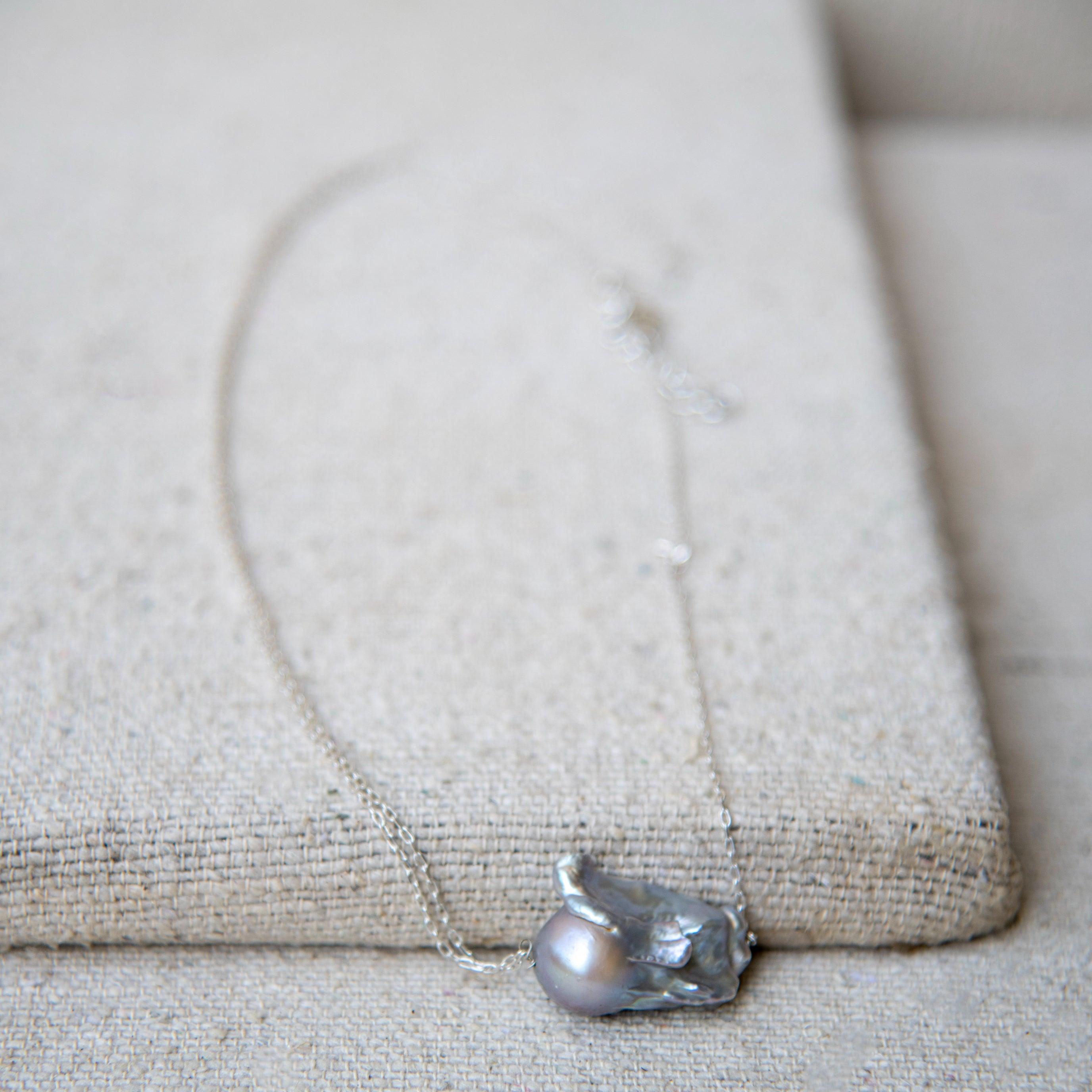 Pearl Silver Plated Double Chain Necklace