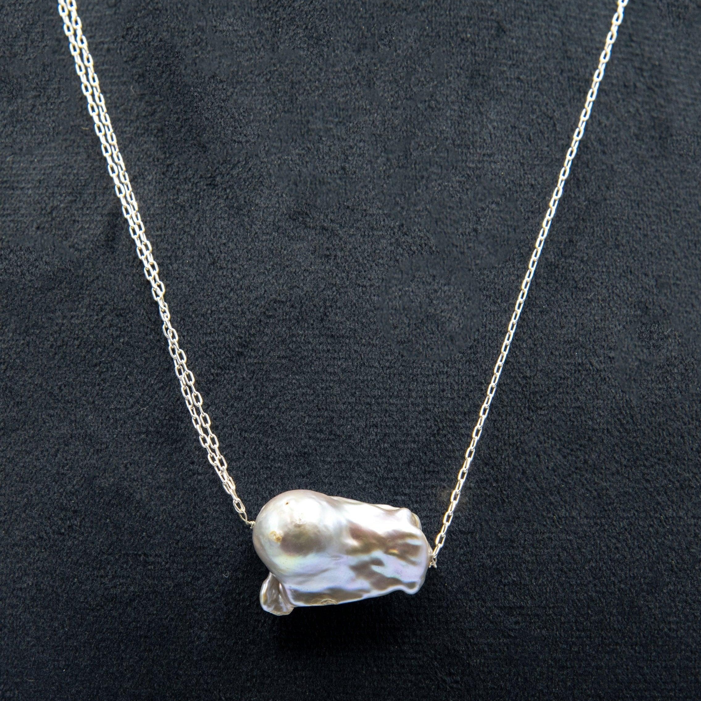 Pearl Silver Plated Double Chain Necklace